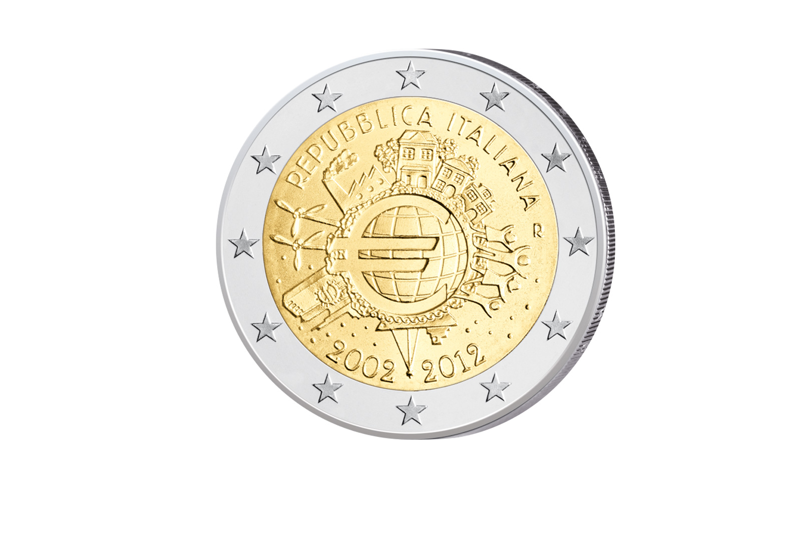 2 Euro 2012 Italien 10 Jahre Bargeld Gemeinschaftsausgabe bfr.