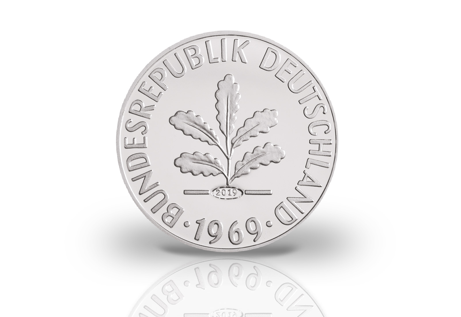 2 Pfennig 1969 J Neuprägung mit Feinsilberauflage