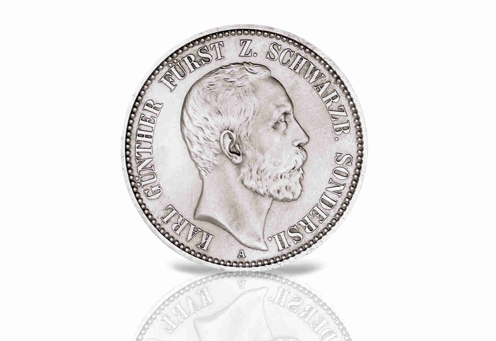 2 Mark 1896/1901 Kaiserreich Schwarzbg.-Sond. Karl Günther Jaeger-Nr. 168