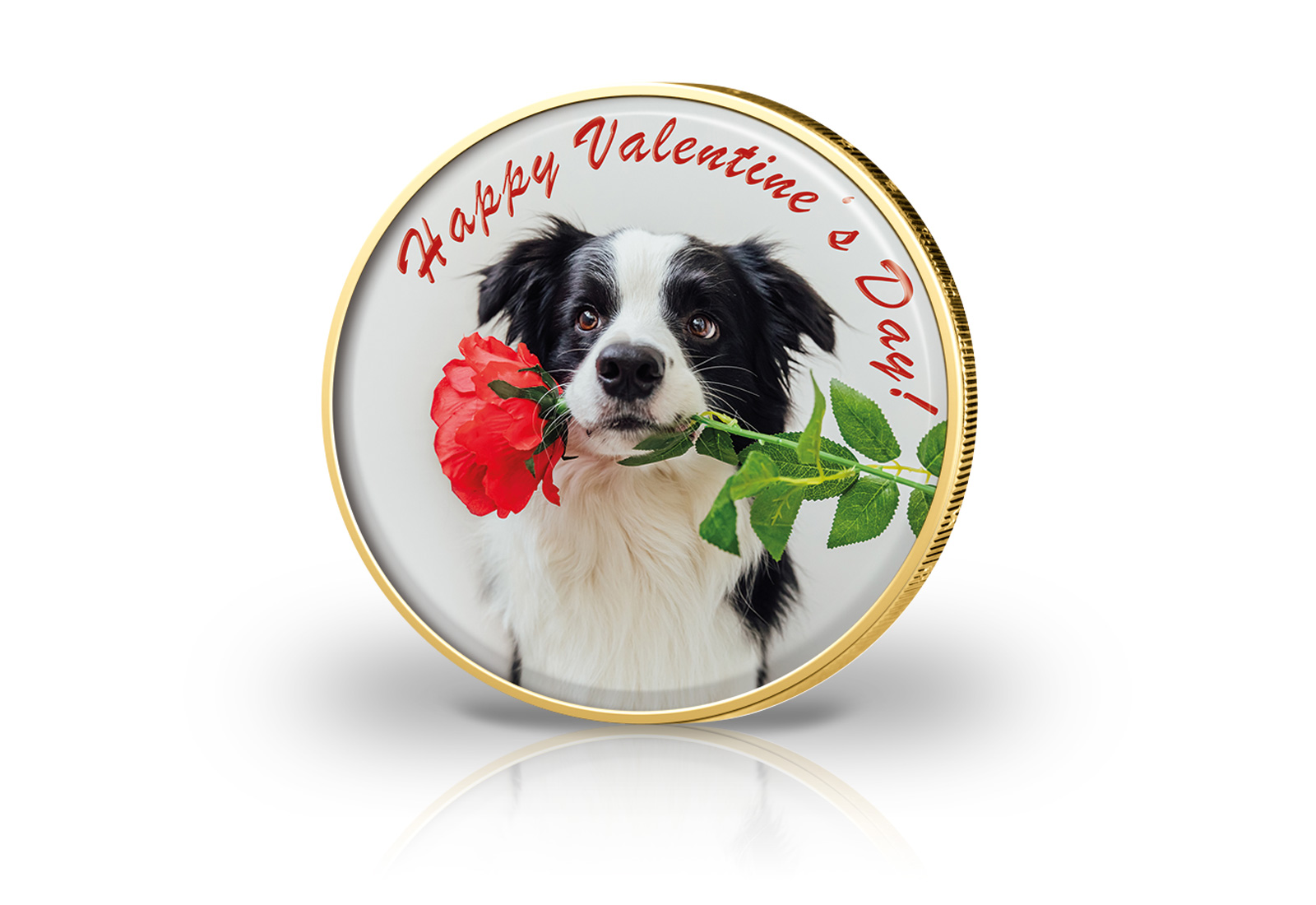 2 Euro vergoldet Valentinstag mit Farbmotiv