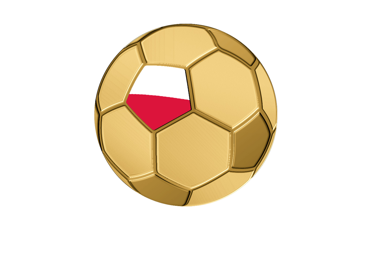 Goldmünze Motiv "Fußball Polen" 999/1000 Gold im Geschenketui