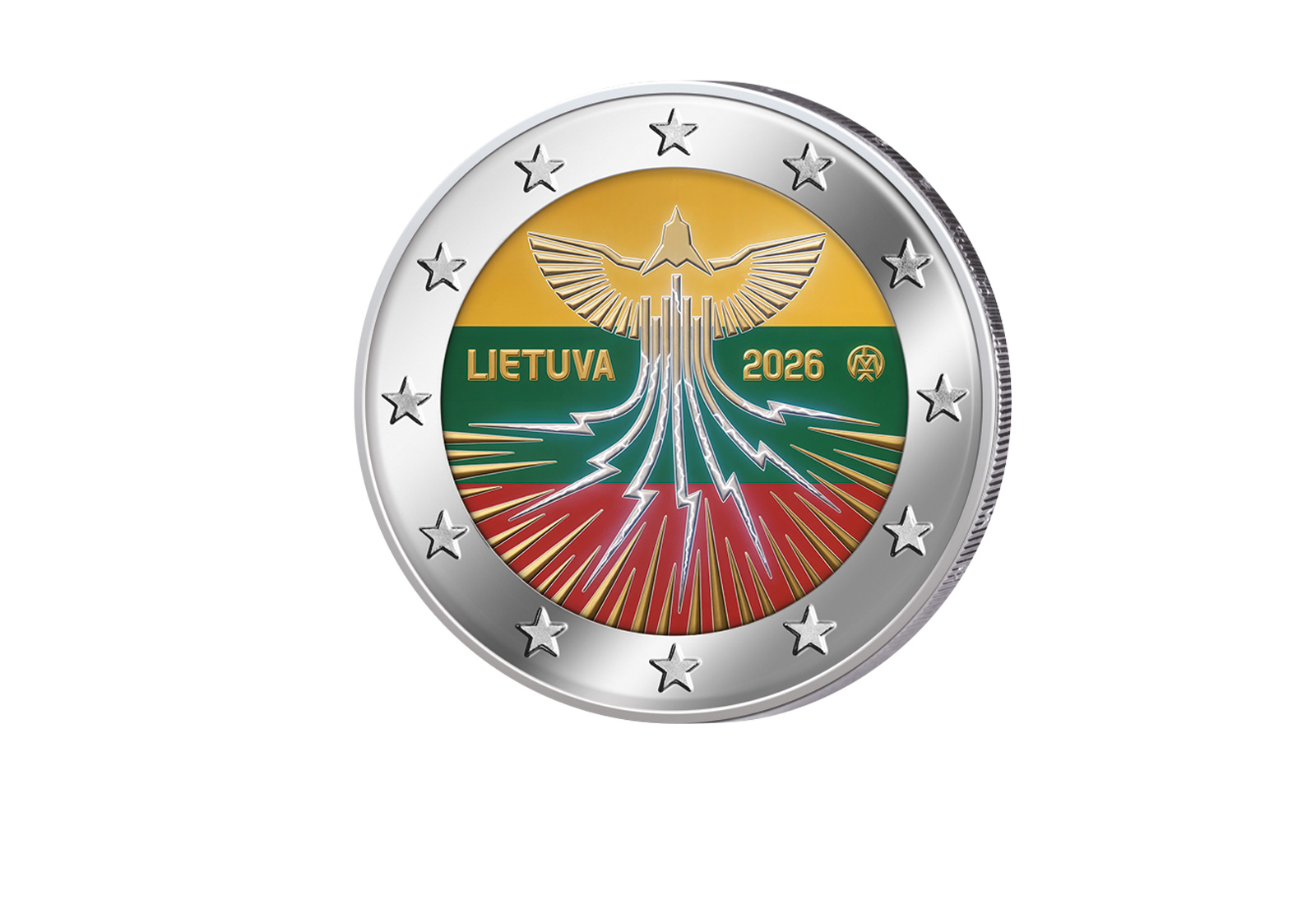 2 Euro 2026 Litauen Unabhängigkeit Litauens in der Energieversorgung mit Farbapplikation