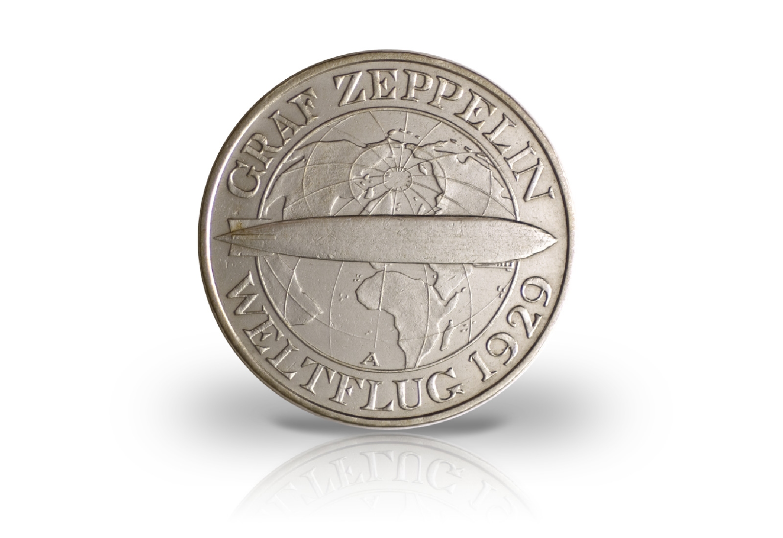 3 Reichsmark Silbermünze 1930 Weimarer Republik Graf Zeppelin Jaeger-Nr. 342