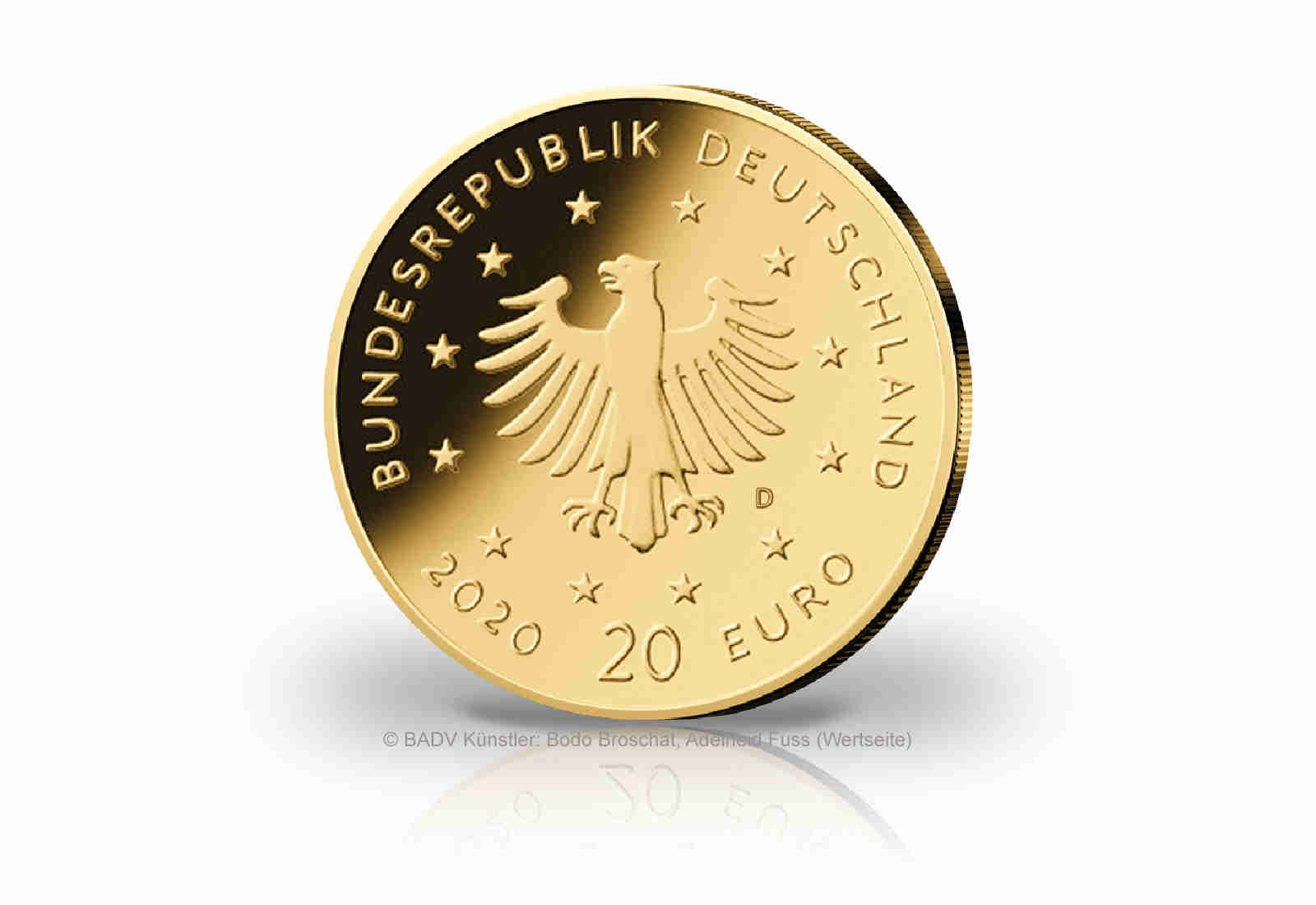 20 Euro 2020 Goldmünze Deutschland Weißstorch Prägestätte unserer Wahl