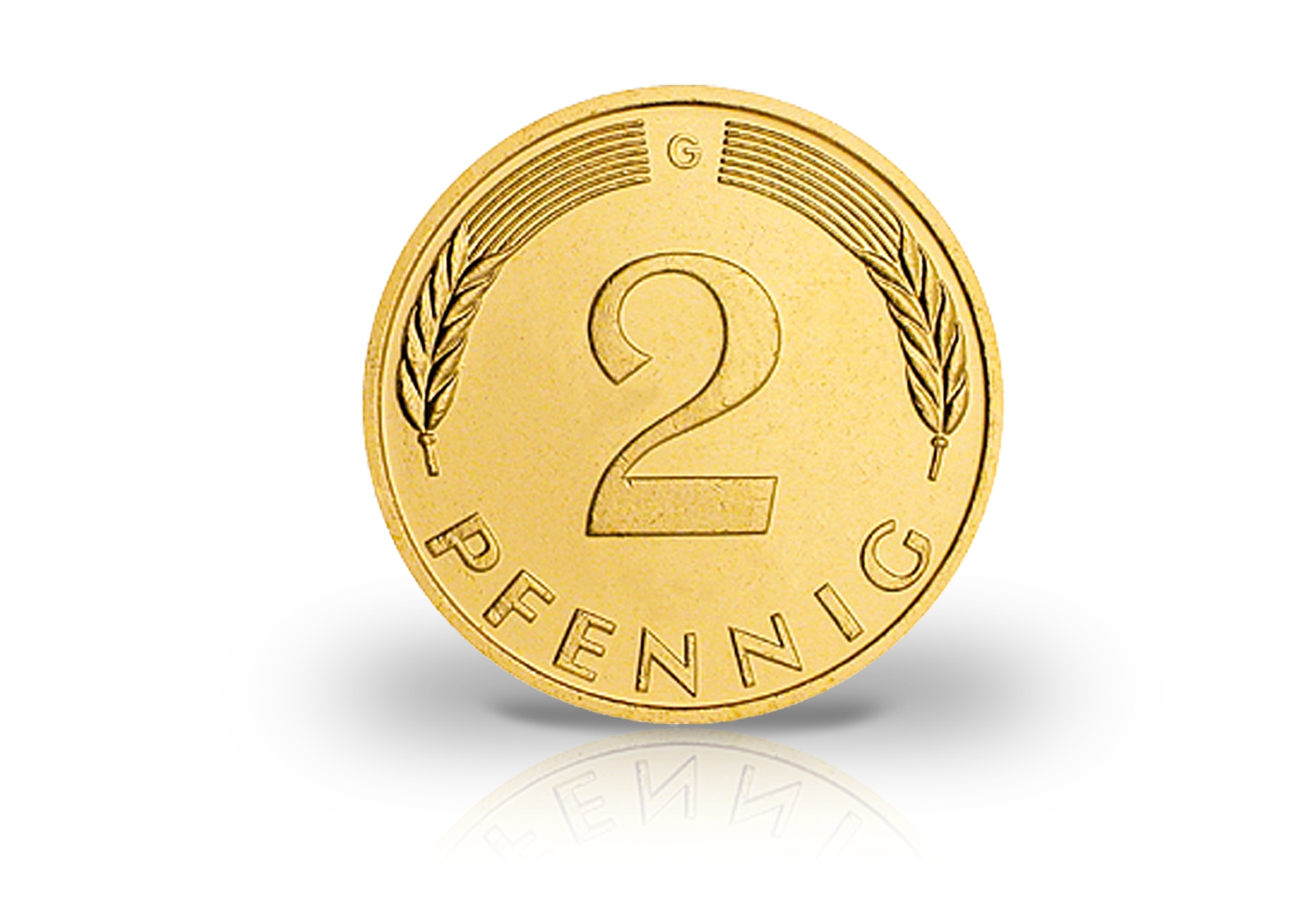 BRD 2 Pfennig vergoldet Jahr und Prägestätte unserer Wahl