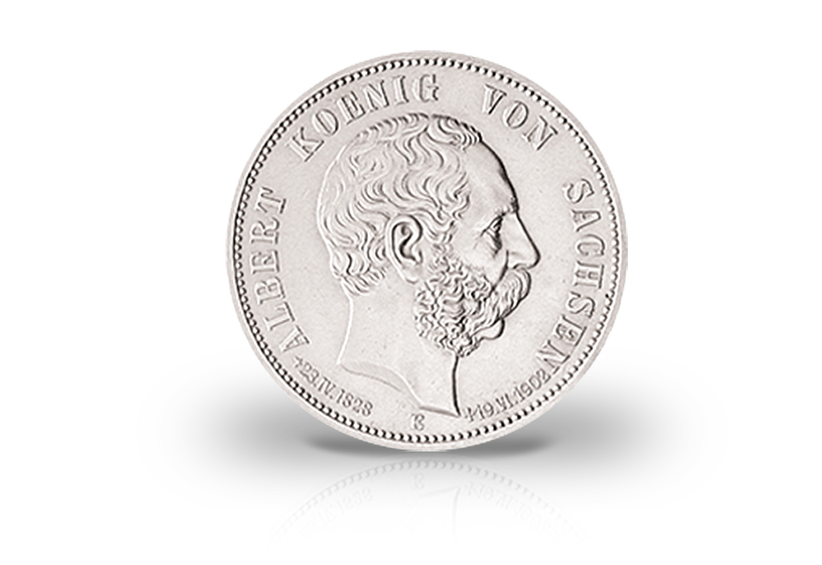 5 Mark 1902 Deutsches Kaiserreich Sachsen Tod König Albert Jaeger-Nr. 128