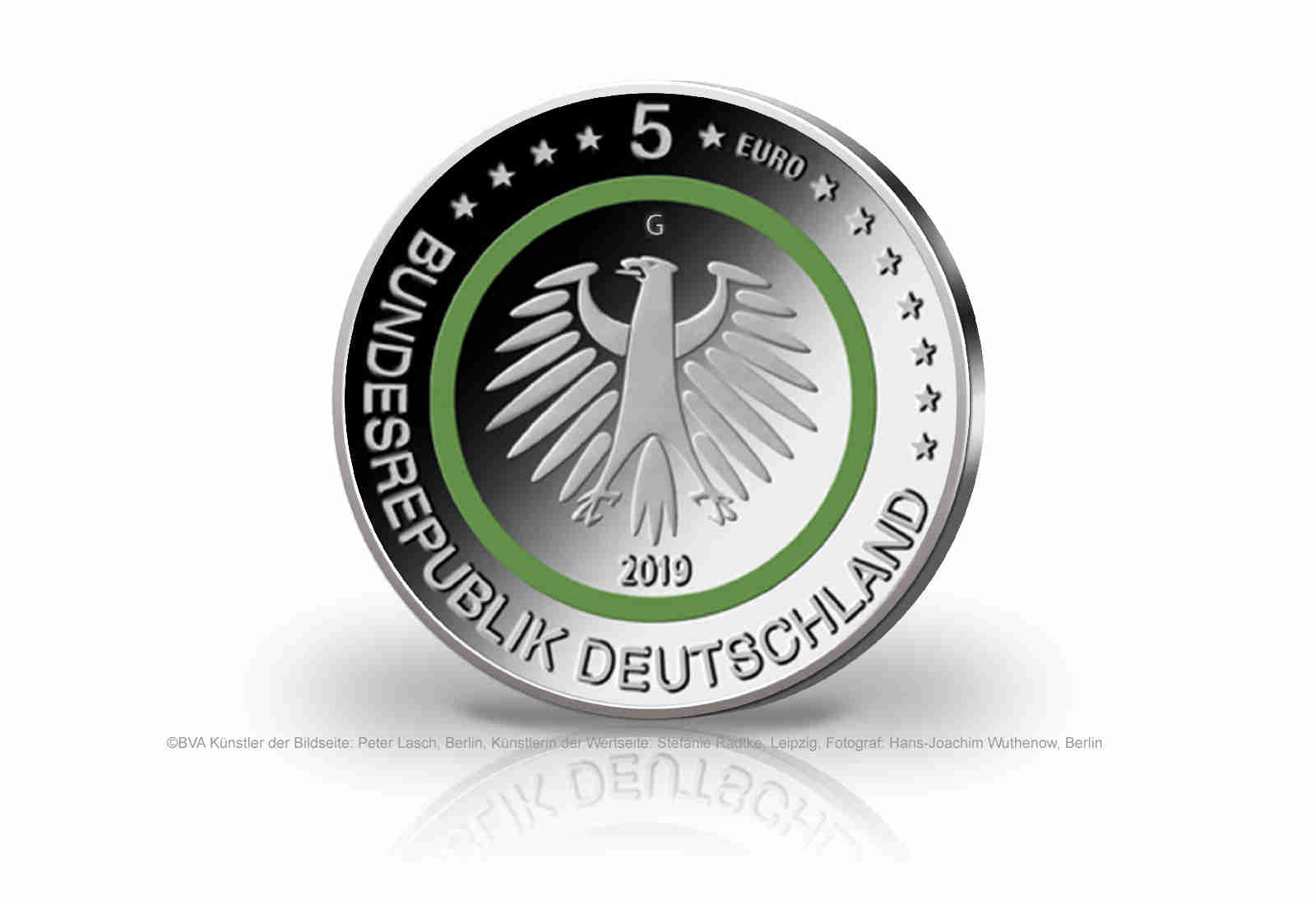5 Euro 2019 Deutschland Gemässigte Zone mit Polymerring st Prägestätte G