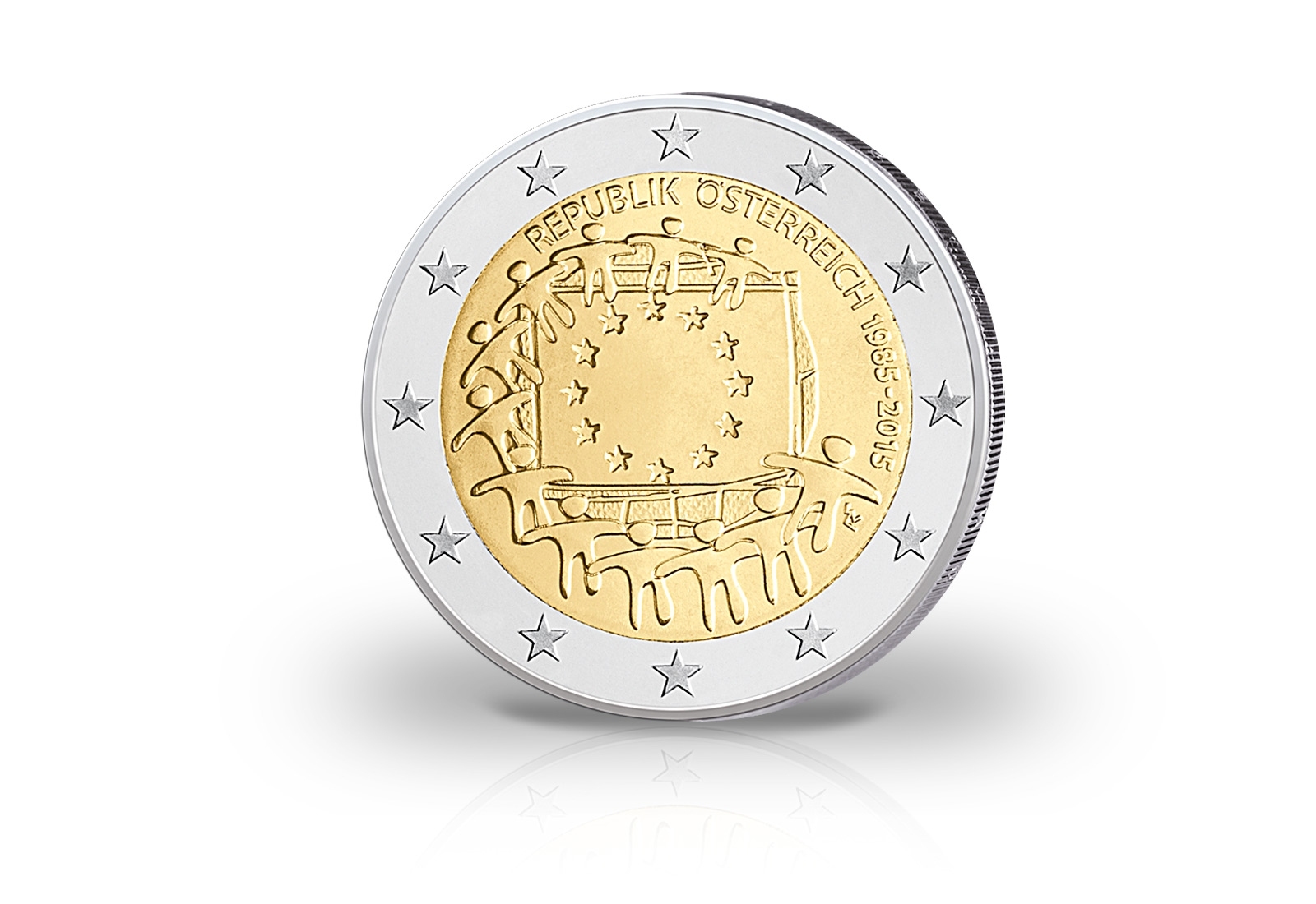 2 Euro 2015 Österreich 30 Jahre Europaflagge