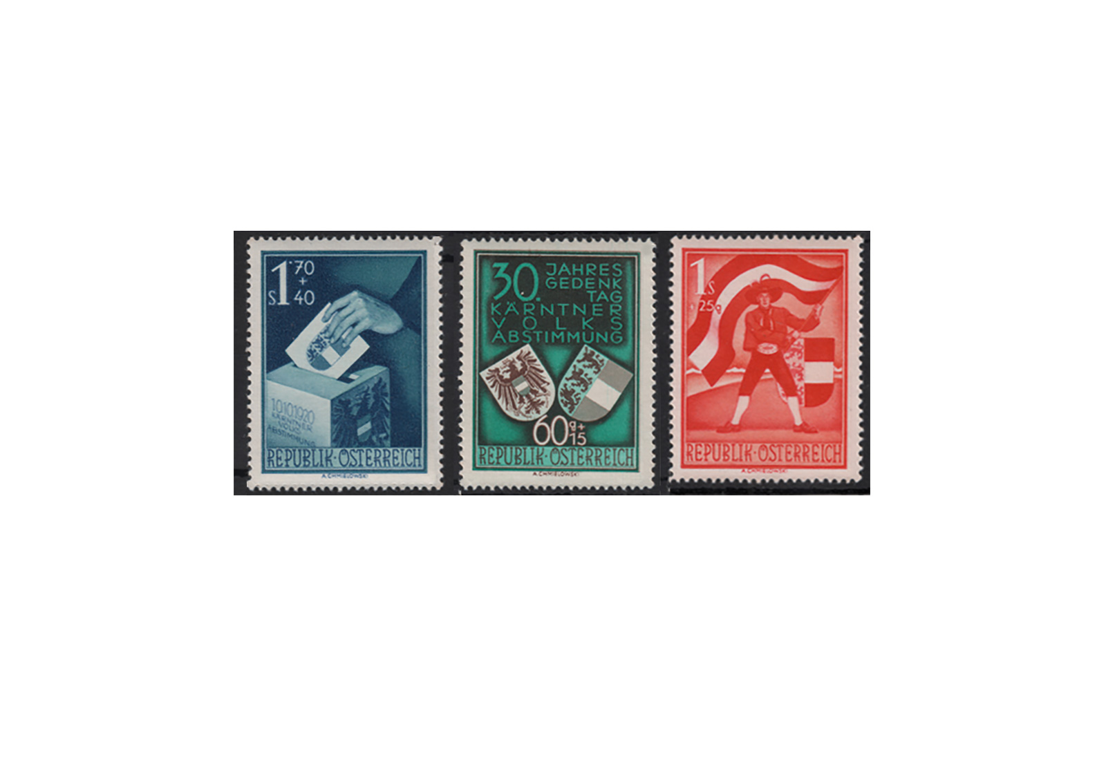 2. Republik Österreich Volksabstimmung Kärnten 1950 Mi.Nr. 952/954 Falz