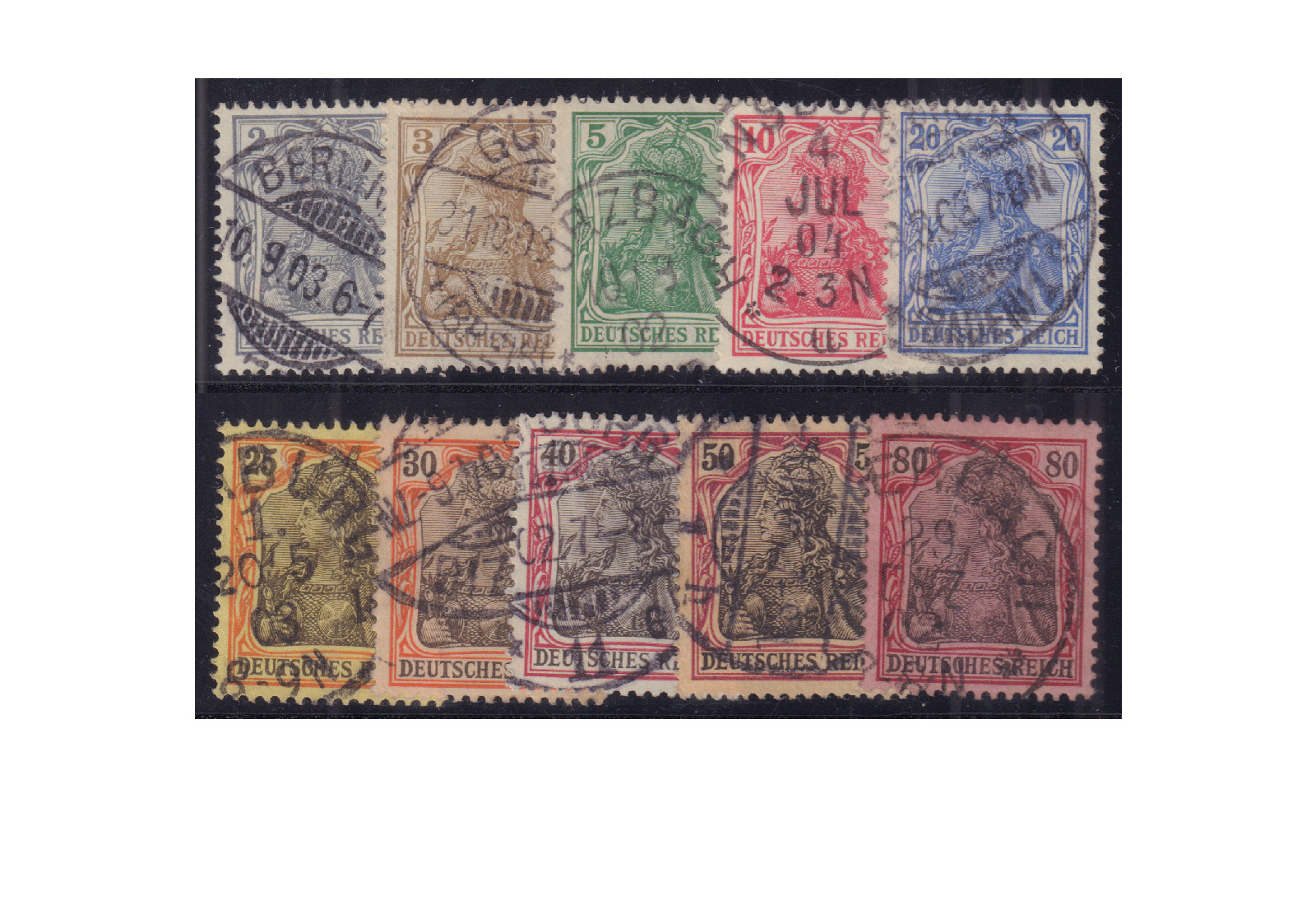 Briefmarken Deutsches Kaiserreich Michel-Nr. 68/77 gestempelt