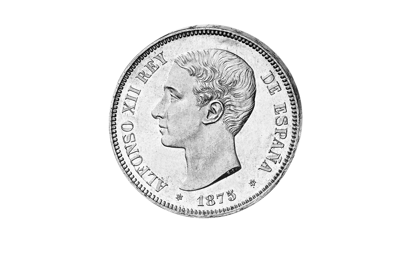 5 Pesetas Spanien 1875 - 1885 Alfononso XII.