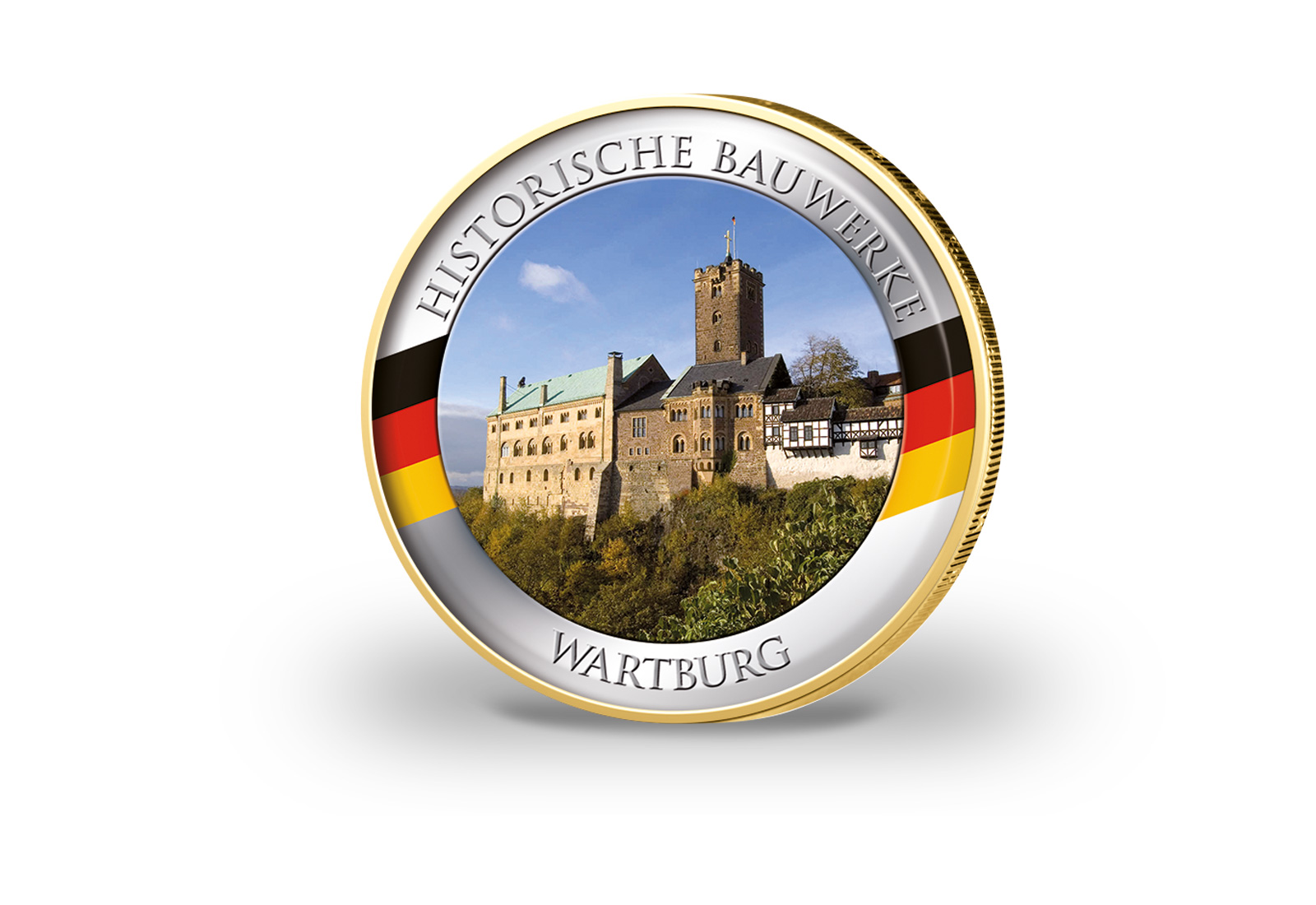 2 Euro vergoldet Wartburg mit Farbmotiv
