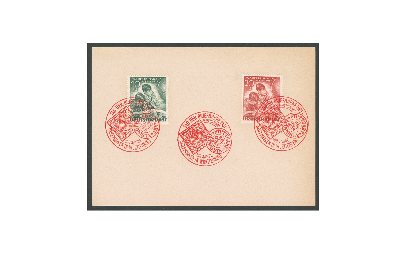 Berlin MiNr.: 80-81 gestempelt auf Postkarte mit rotem SST