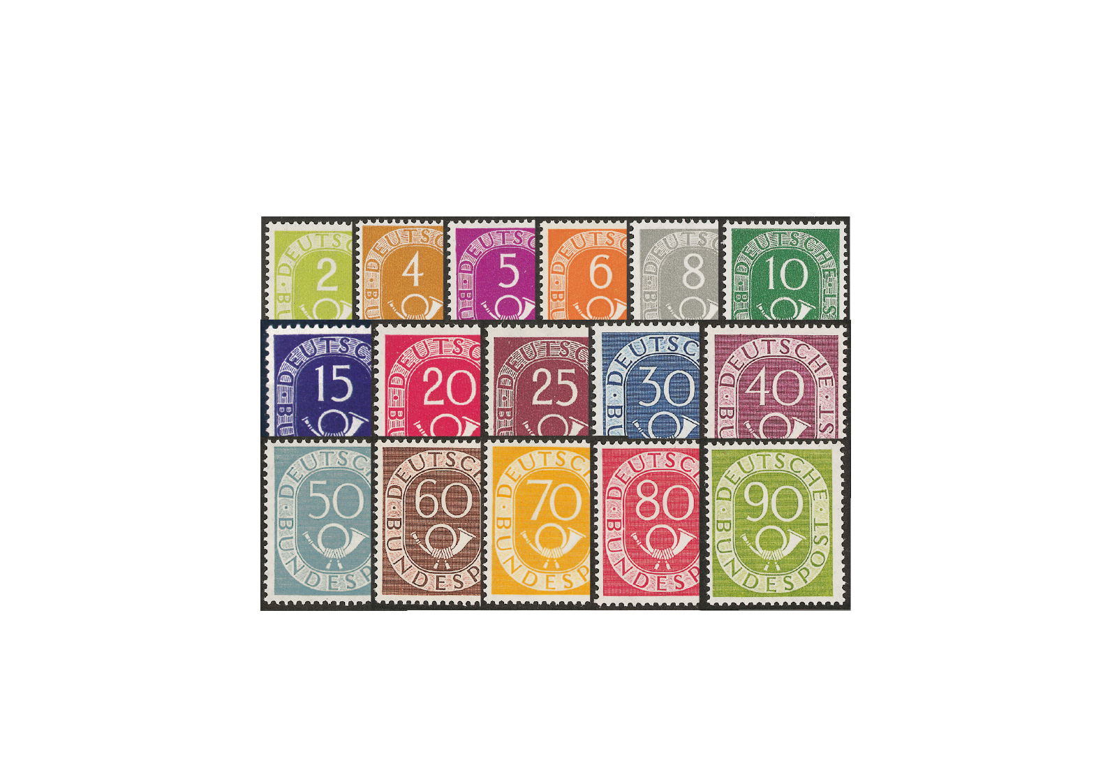 Briefmarken BRD Posthornsatz Michel-Nr. 123-138 postfrisch geprüft Schlegel BPP