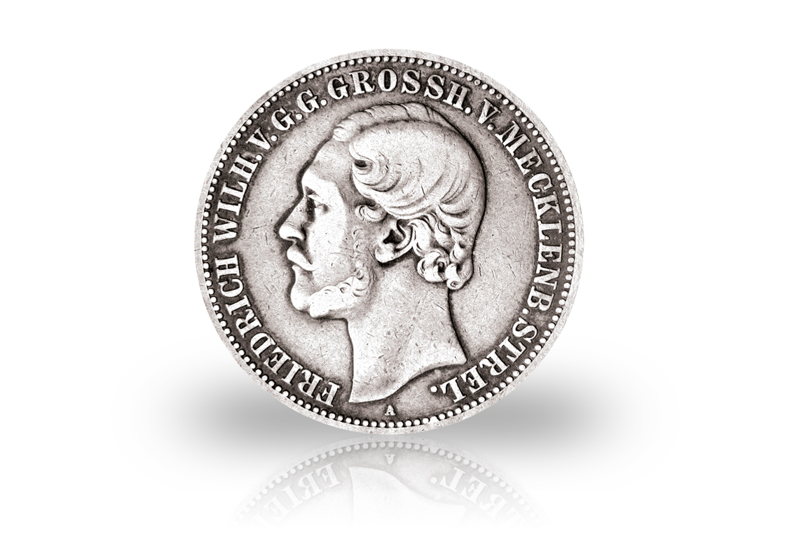 Großherzogtum Mecklenburg-Strelitz 2 Mark Silbermünze 1877 Großherzog Friedrich Wilhelm