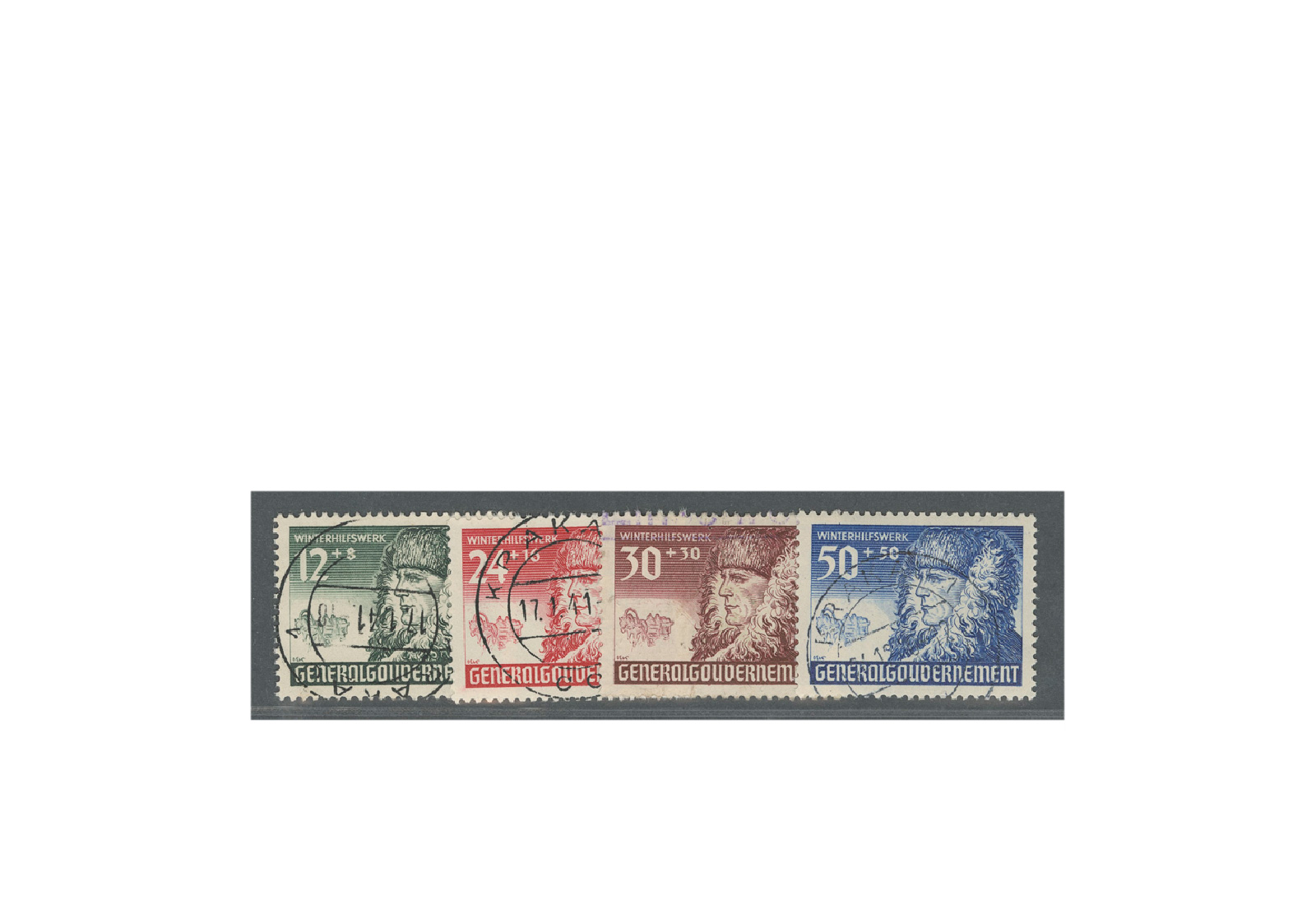 Generalgouvernement 1940: Winterhilfe Michel Nr. 59/62 gestempelt