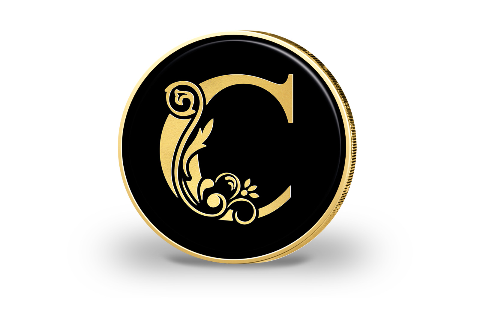 2 Euro vergoldet mit Farbmotiv Buchstabe C