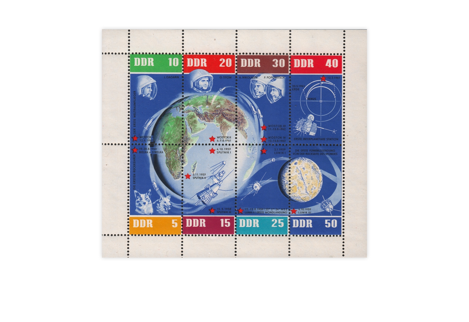 Briefmarken DDR 5 Jahre sowjetische Weltraumflüge 1962 Michel-Nr. 926-933 KB postfrisch