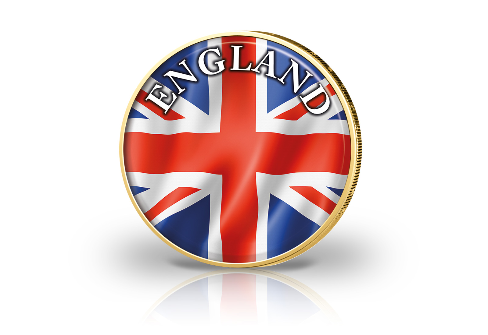 2 Euro vergoldet England Flagge mit Farbapplikation