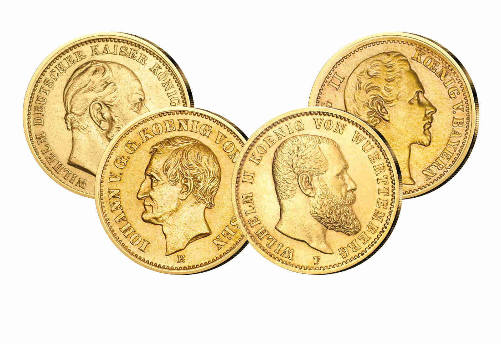 Deutsches Kaiserreich 4er Set 20 Mark Gold 1890-1914 (J.-Nr.: 194, 246, 259, 296)