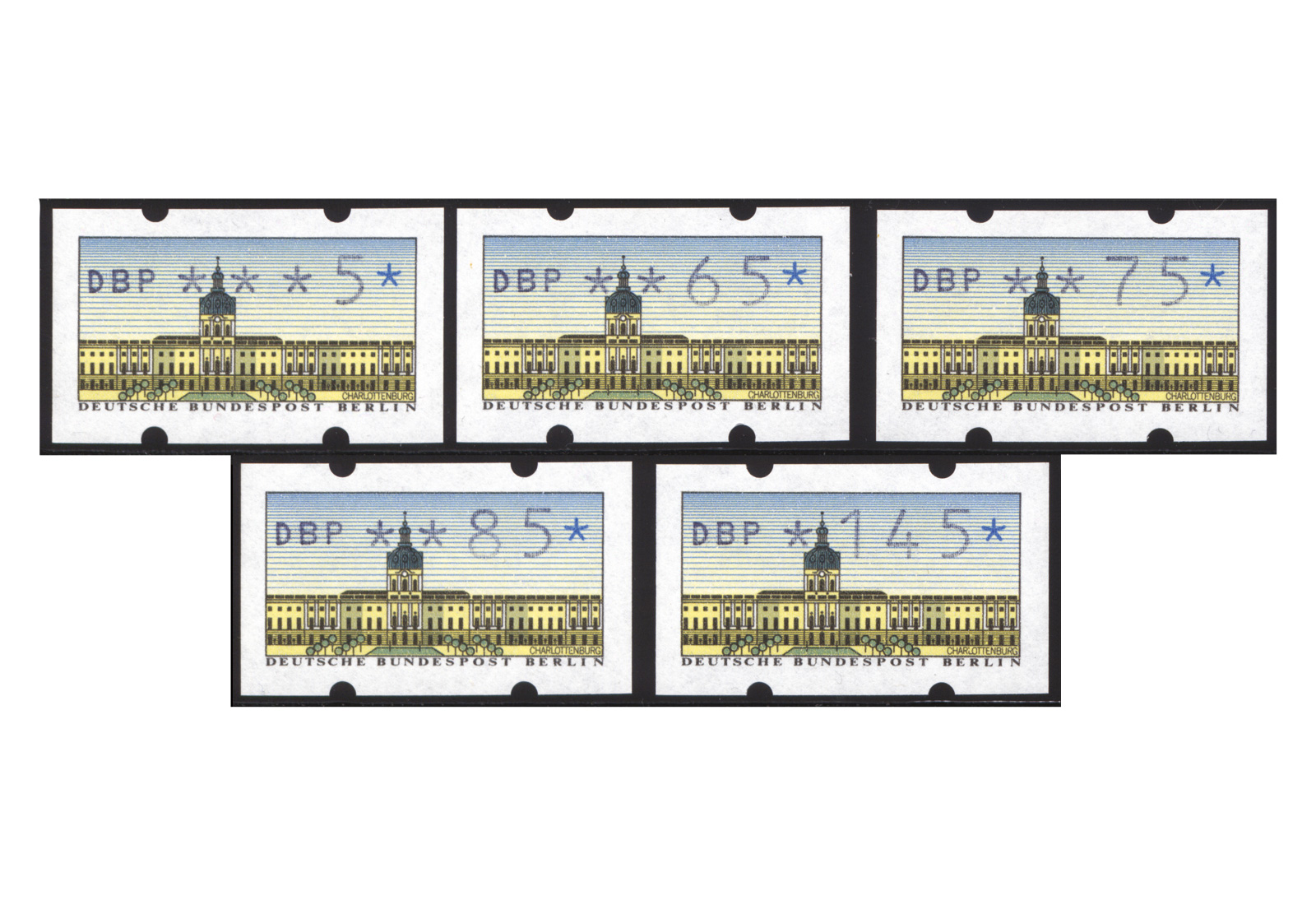 Automatenmarken Berlin 1 VS 2 postfrisch 5 Werte 
 