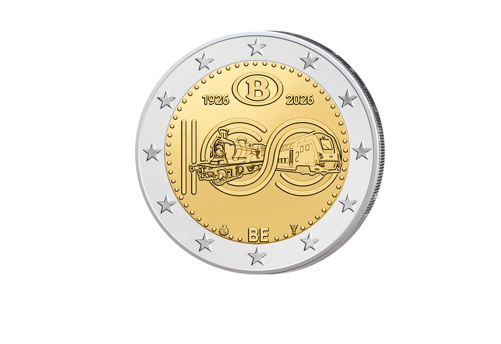 2 Euro 2026 Belgien 100 Jahre belgische Staatsbahnen SNCB in Coincard u. Wahl