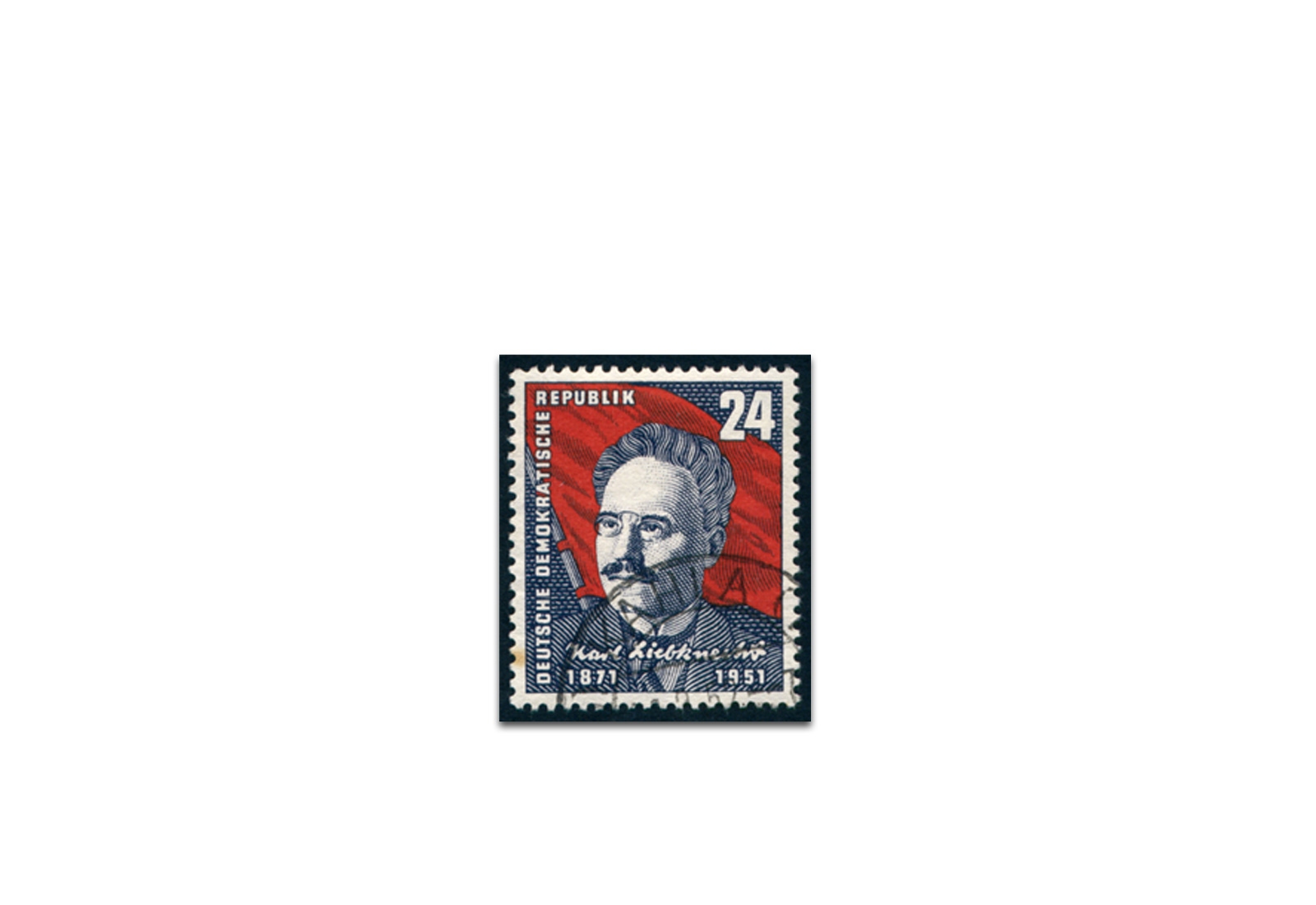 Briefmarke DDR 80. Geburtstag von Karl Liebknecht 1951 Michel-Nr. 294 gestempelt