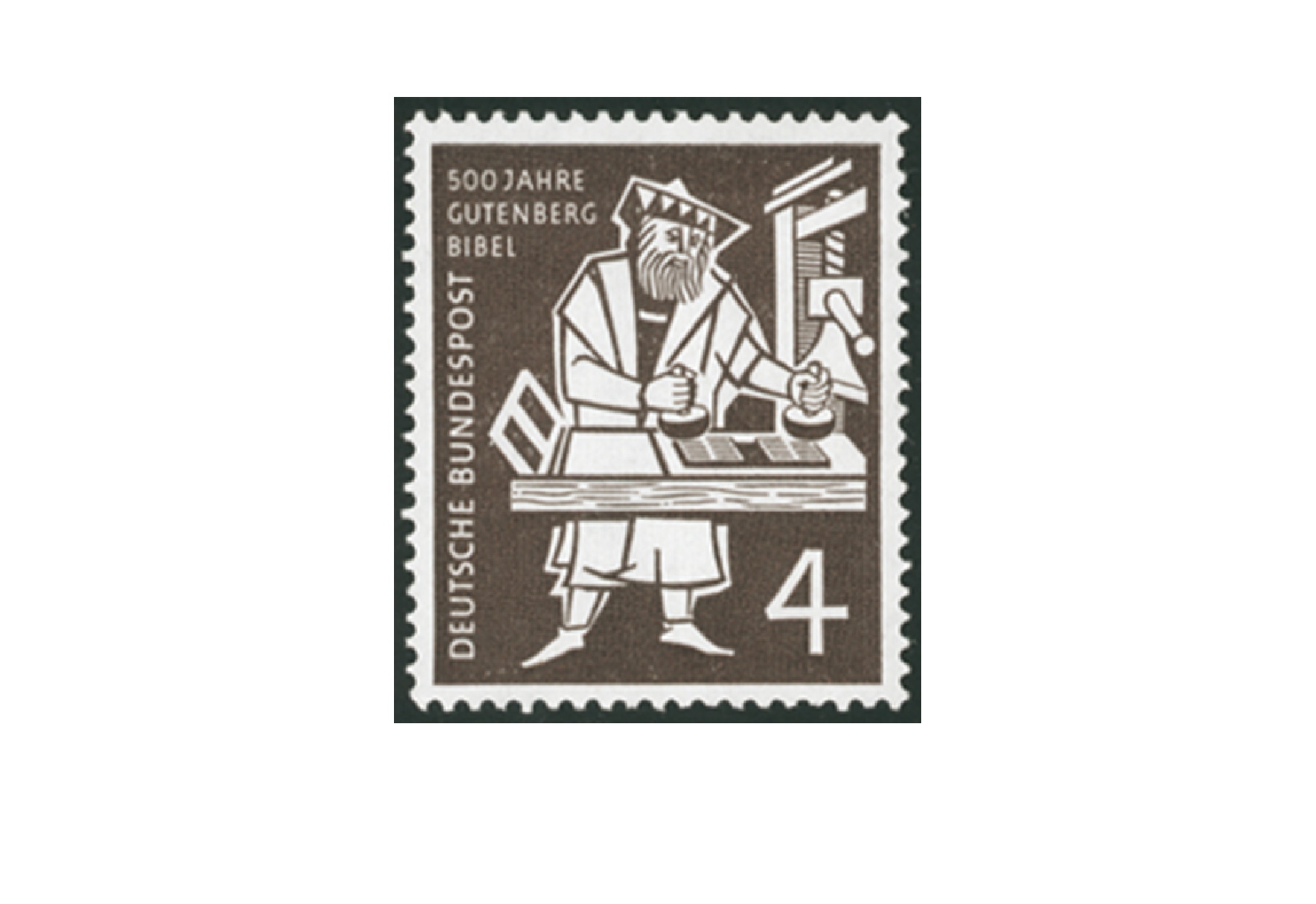 Briefmarke BRD 500 Jahre Gutenberg Bibel 1954 Michel-Nr. 198 postfrisch