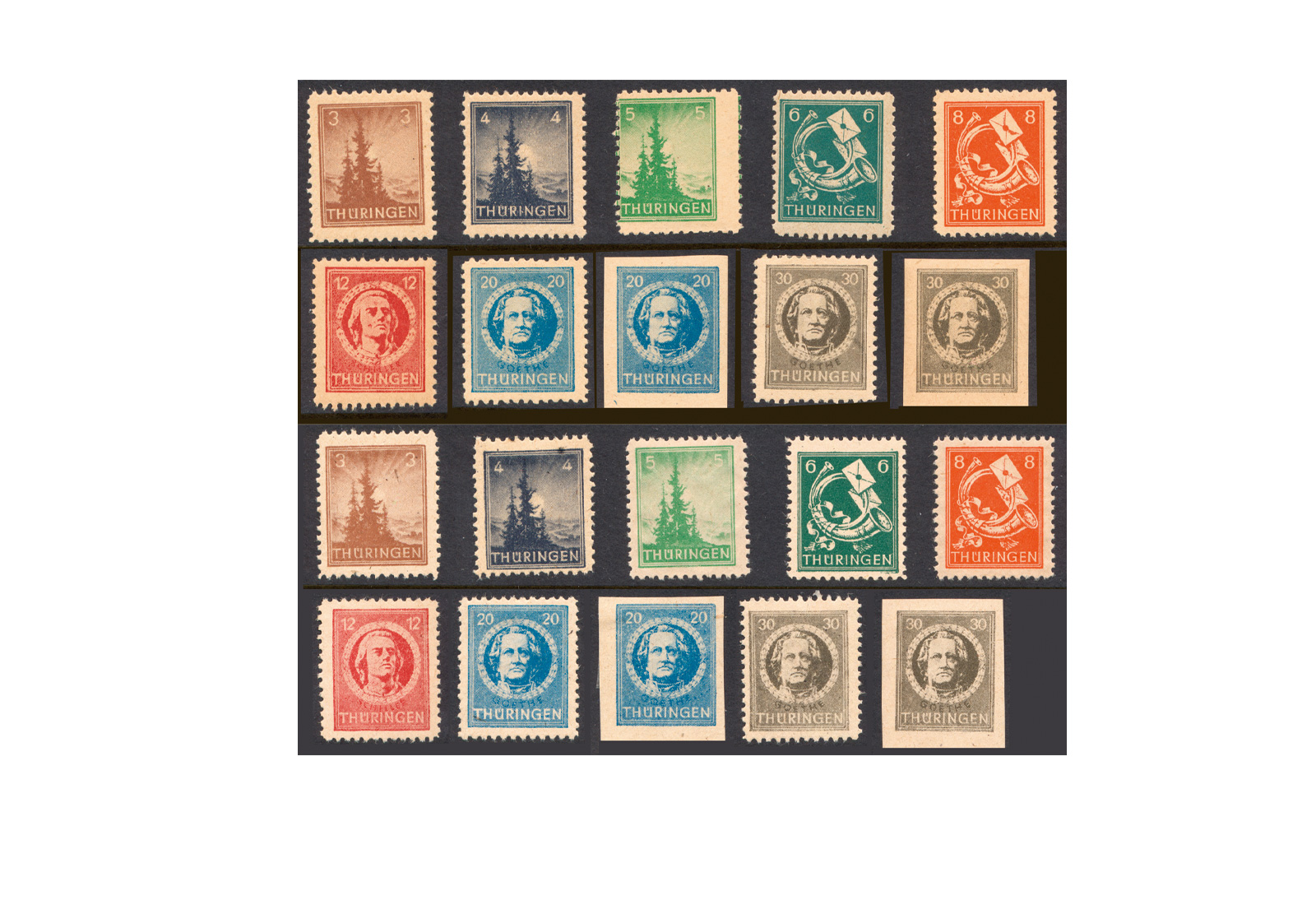 Briefmarken SBZ Mi: 92-99 AX + AY **