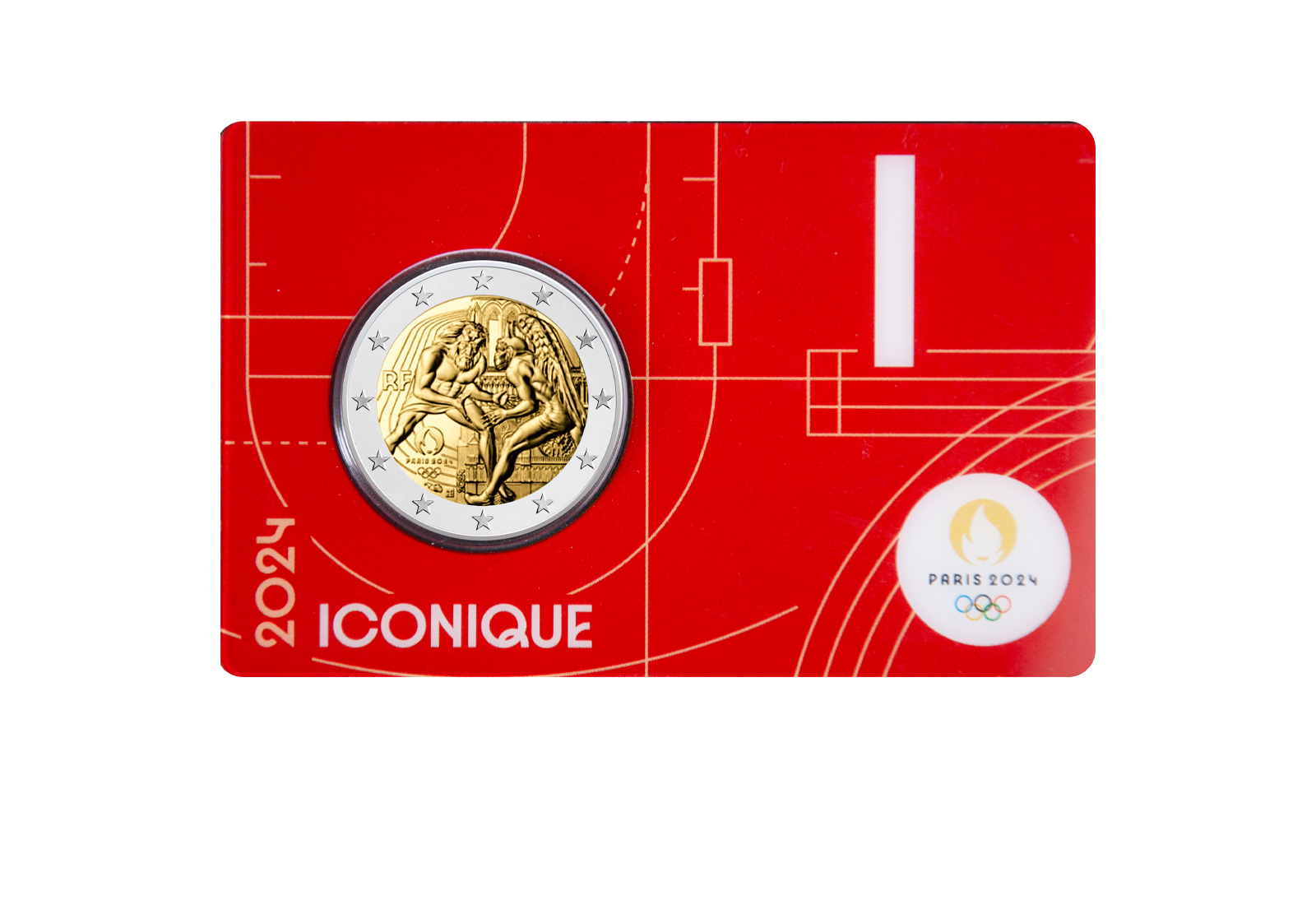 2 Euro 2024 Frankreich Herkules beim Ringkampf bfr.Coincard Rot