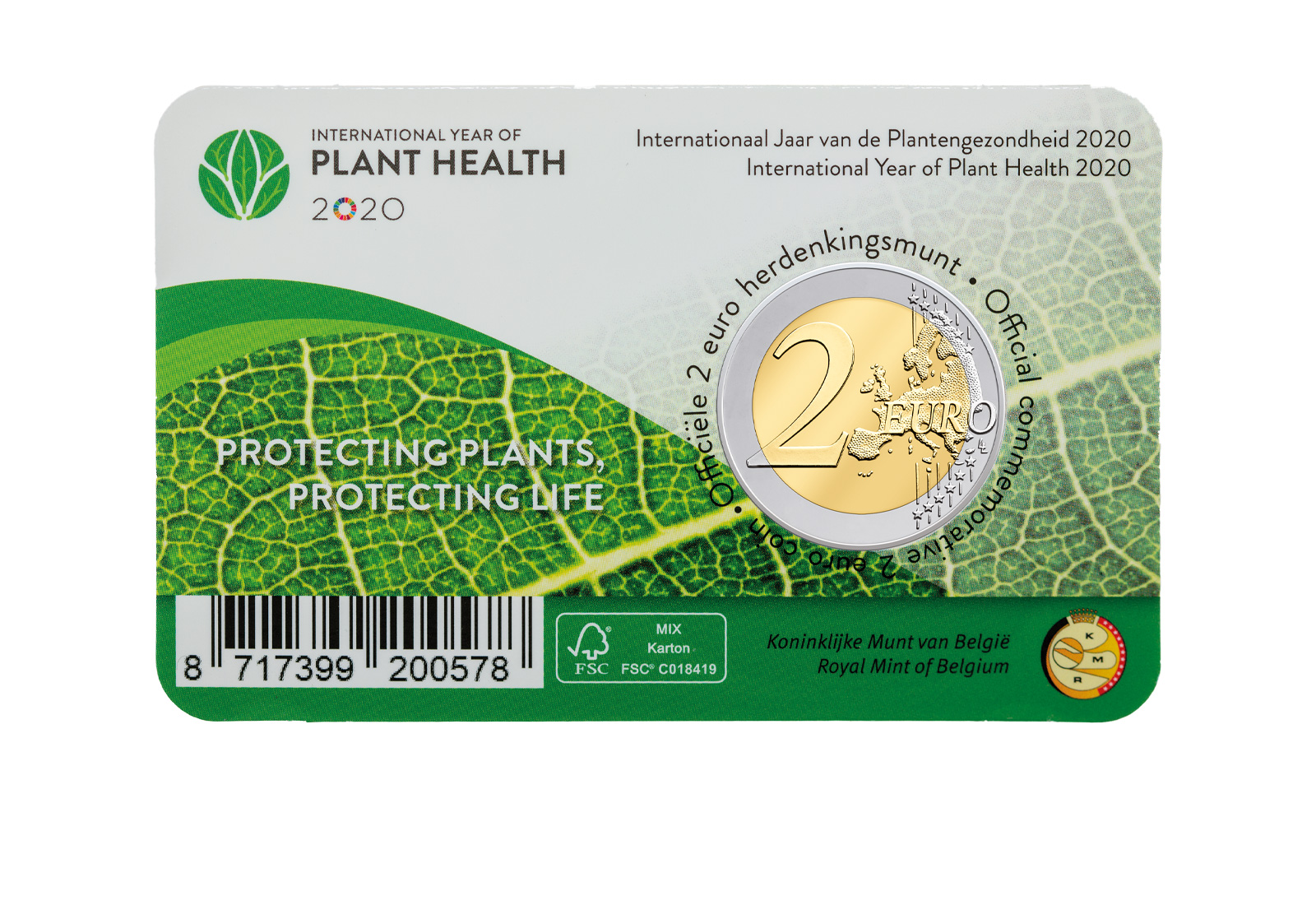 2 Euro 2020 Belgien Internationales Jahr der Pflanzengesundheit st in Coincard