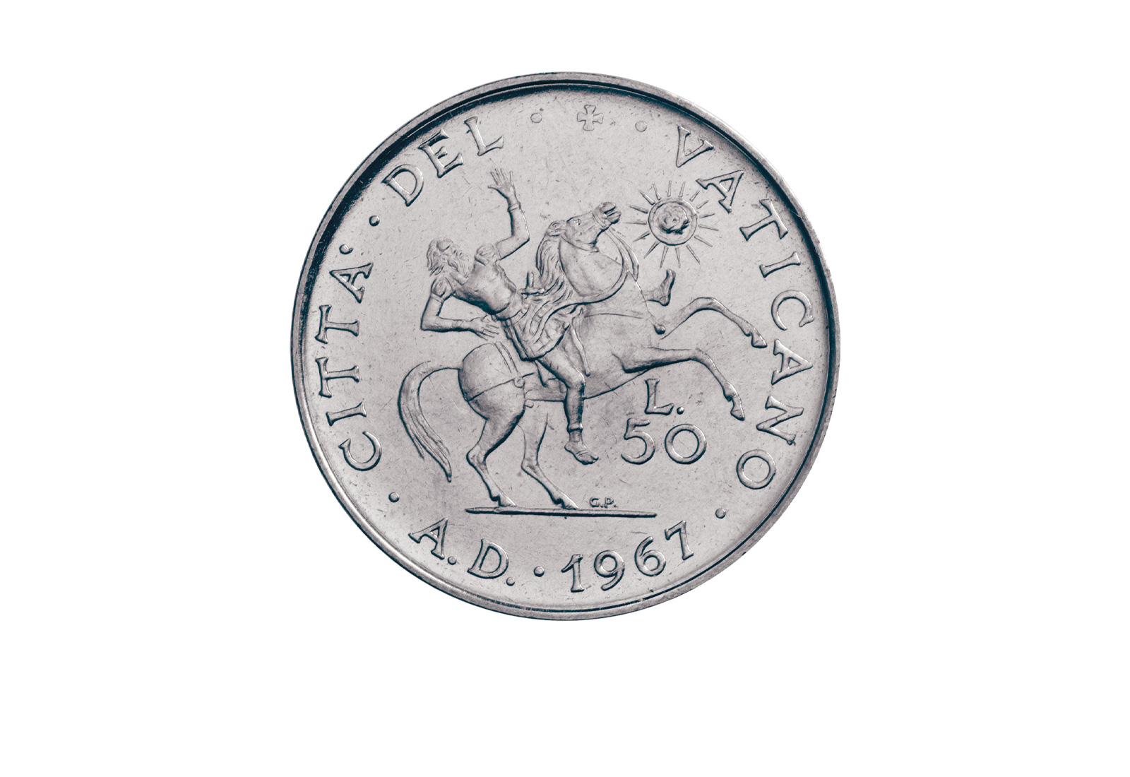 50 Lire 1967 Vatikan Papst Paul VI. Bekehrung des Heiligen Paulus