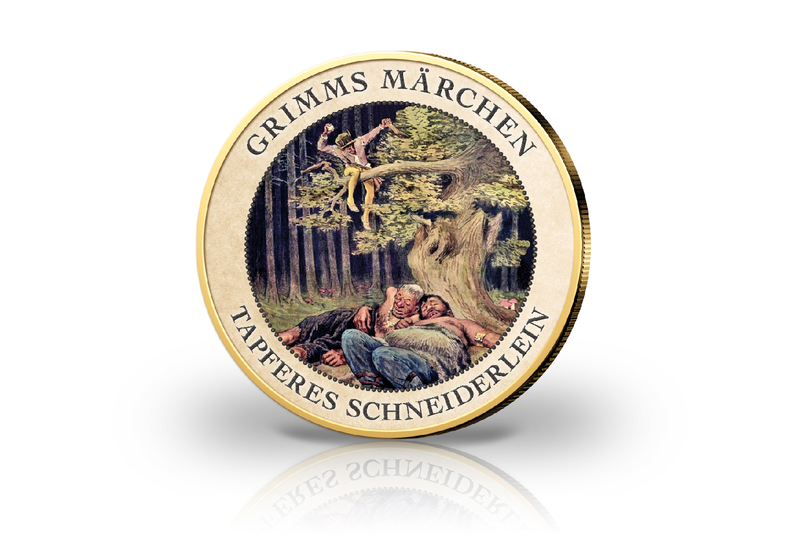 2 Euro mit Farbapplikation Das Tapfere Schneiderlein