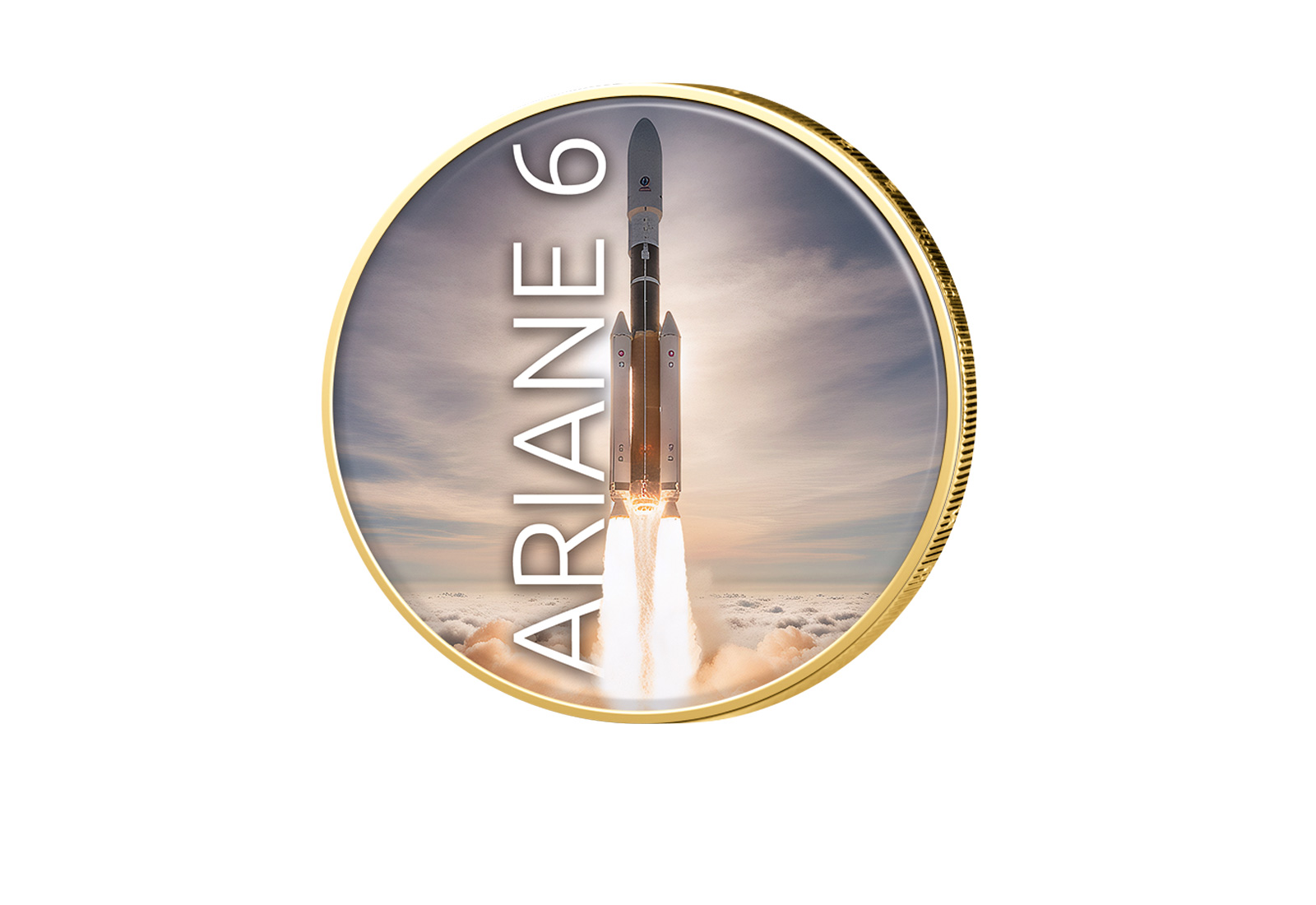 2 Euro vergoldet mit Farbapplikation "Ariane 6"