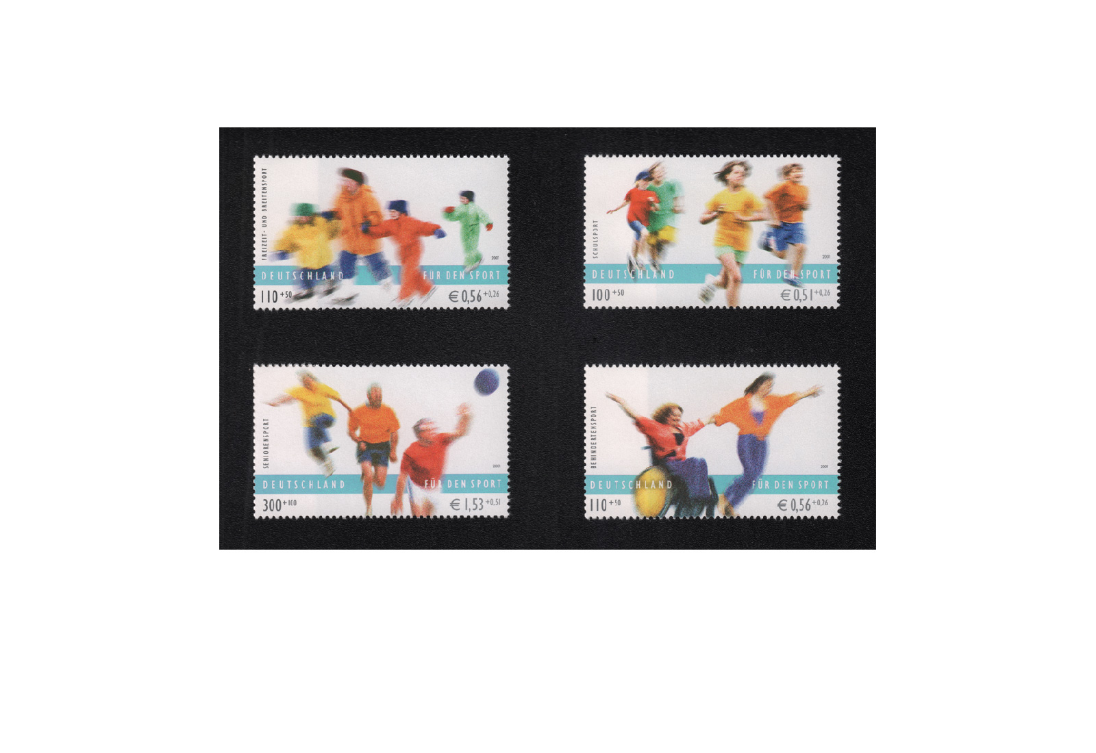 Faksimile BRD 2001 Sporthilfe Michel-Nr. XV bis XVIII