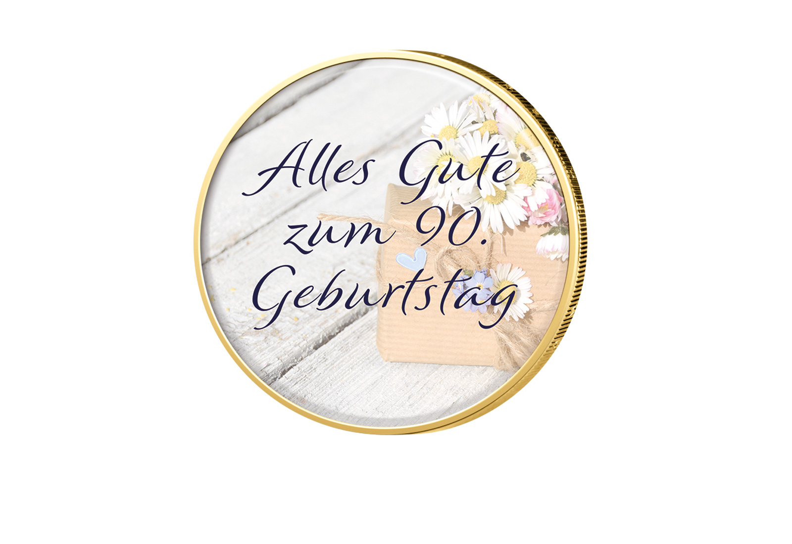 2 Euro vergoldet 90. Geburtstag mit Farbmotiv