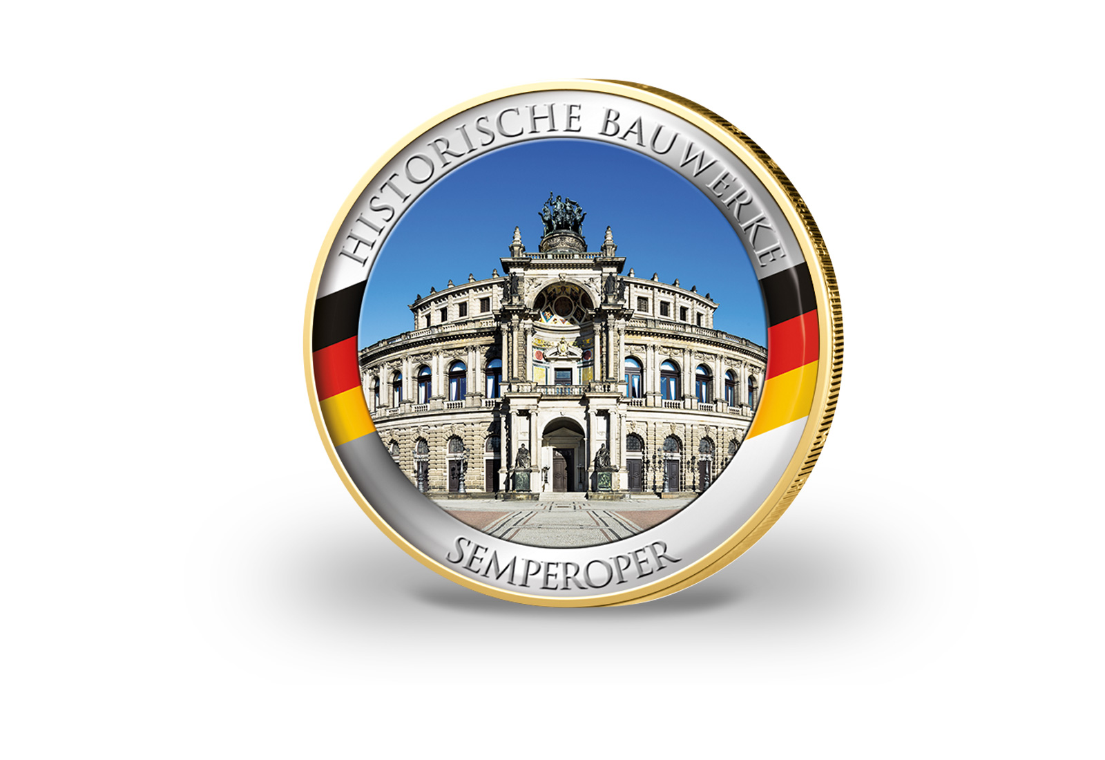 2 Euro vergoldet Semperoper Sachsen mit Farbmotiv