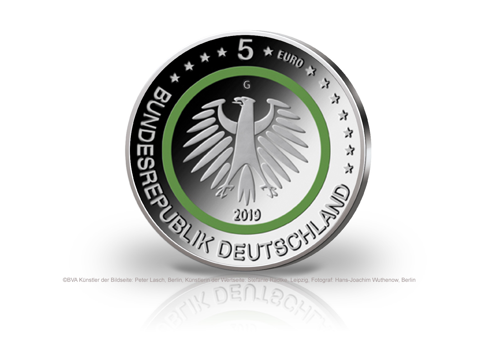 5 Euro 2019 Deutschland Gemässigte Zone mit Polymerring st Prägestätte G