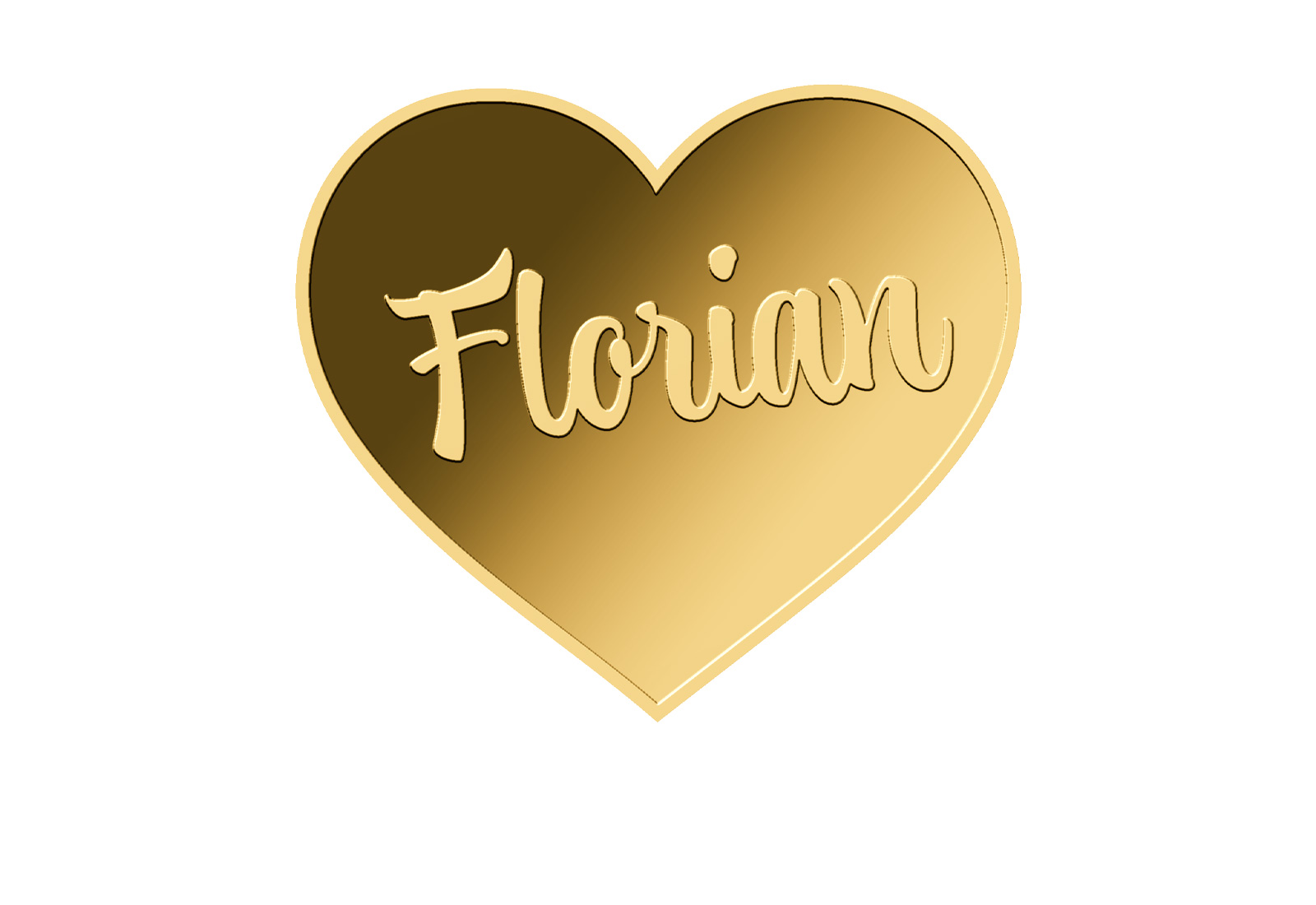 Goldmünze Motiv "Herz Florian" 999/1000 Gold im Geschenketui