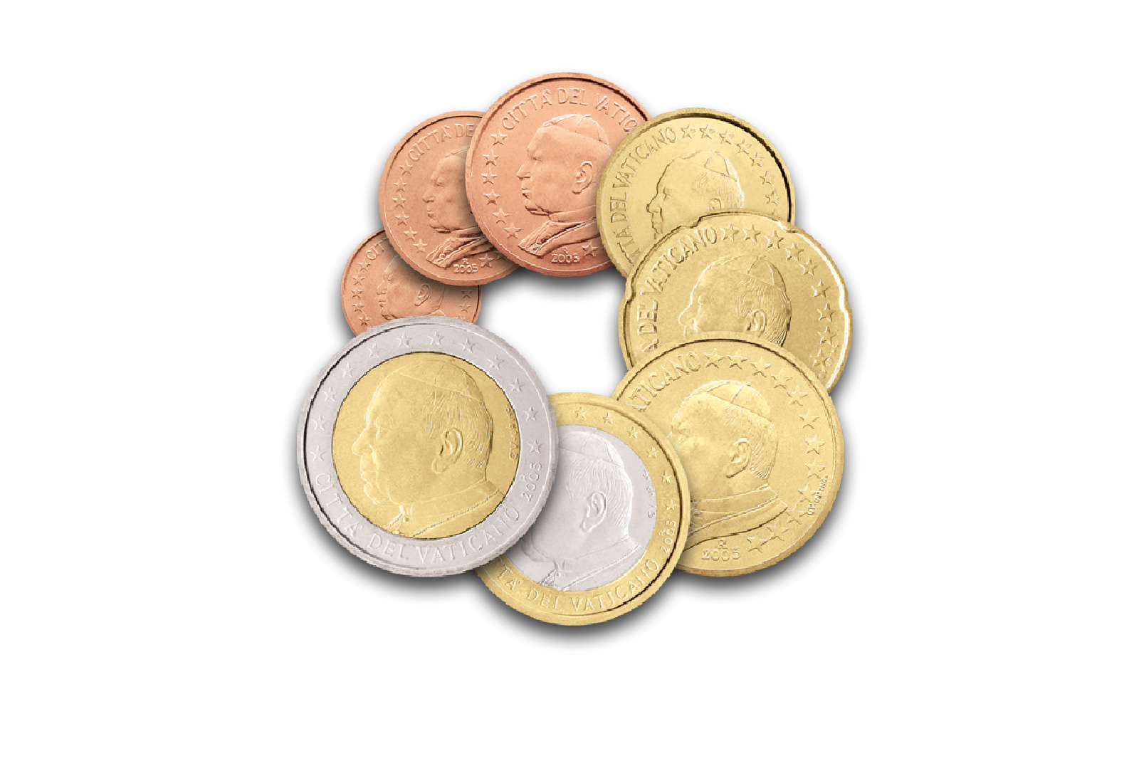 Kursmünzensatz Vatikan 2005 Papst Johannes Paul II st