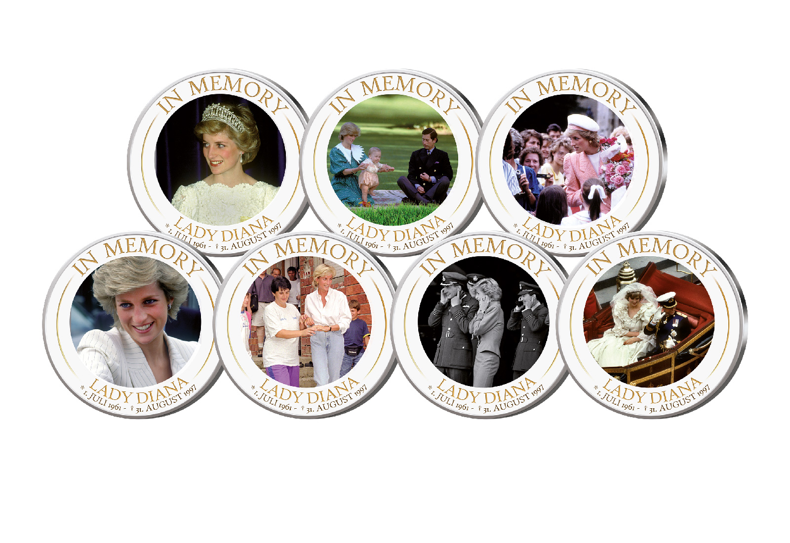 Lady Diana 7er Kollektion mit Farbapplikation im Etui inkl. Zertifikat