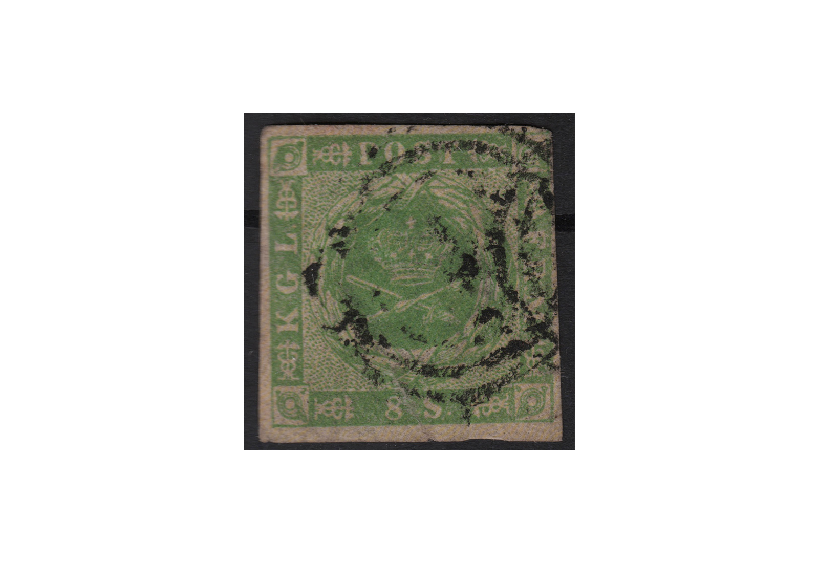Dänemark Freimarke: Kroninsignien 1854/57 DNK Michel Nr. 6 gestempelt