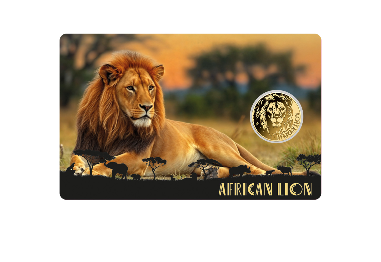 Goldmünze Motiv African Lion Coincard Feinheit 999/1000 Gold Geschenk