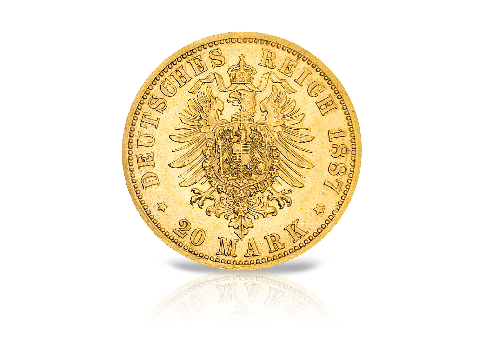 20 Mark Goldmünze 1875-1889 Kaiserreich Hamburger Wappen kleiner Adler Jaeger-Nr. 210