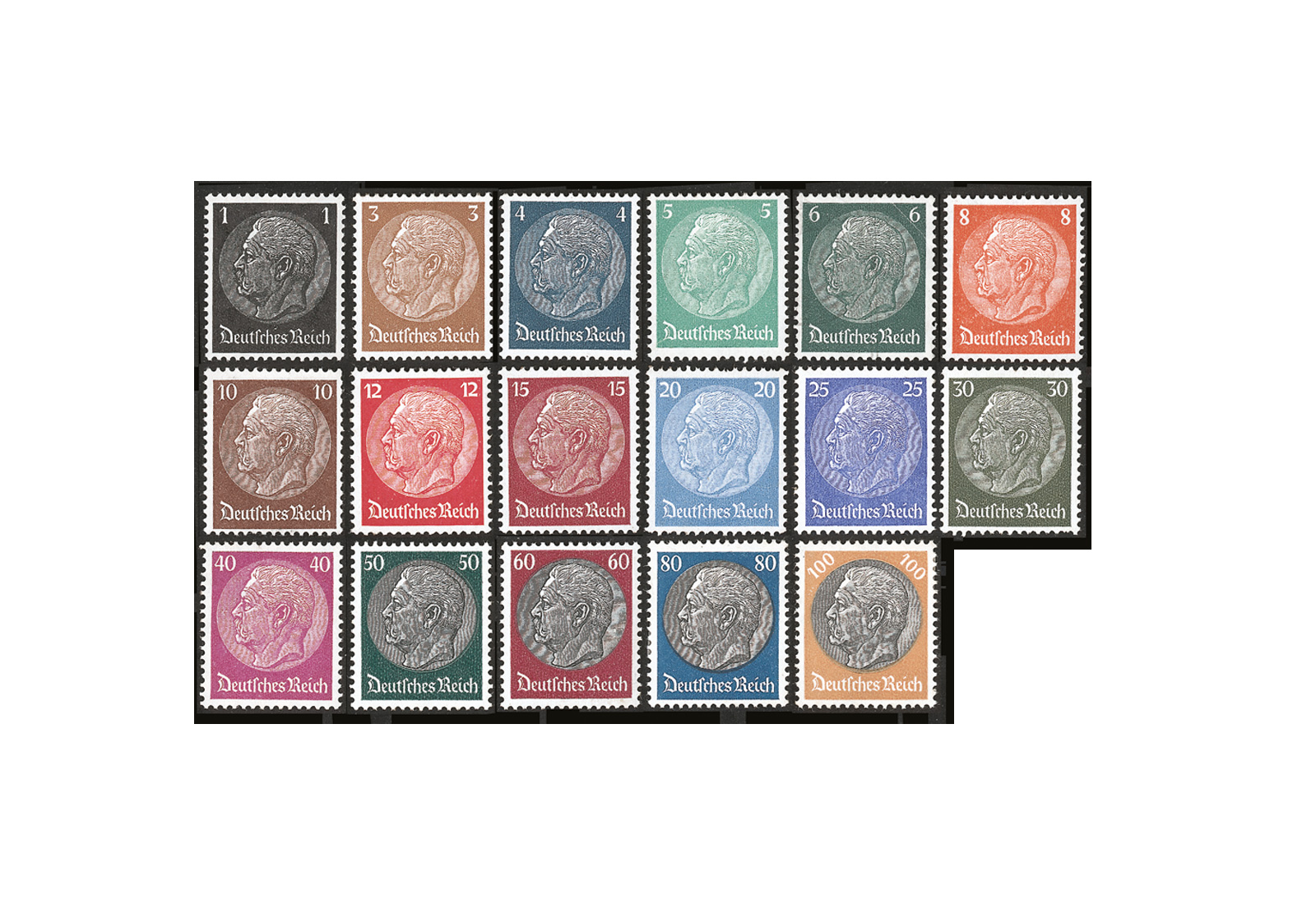 Briefmarken Deutsches Reich Paul von Hindenburg 1933 Michel-Nr. 482-495, 512-528 postfrisch