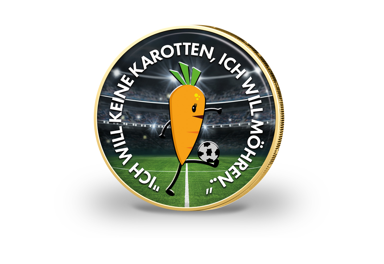 2 Euro vergoldet Fußballspruch 19 mit Farbmotiv