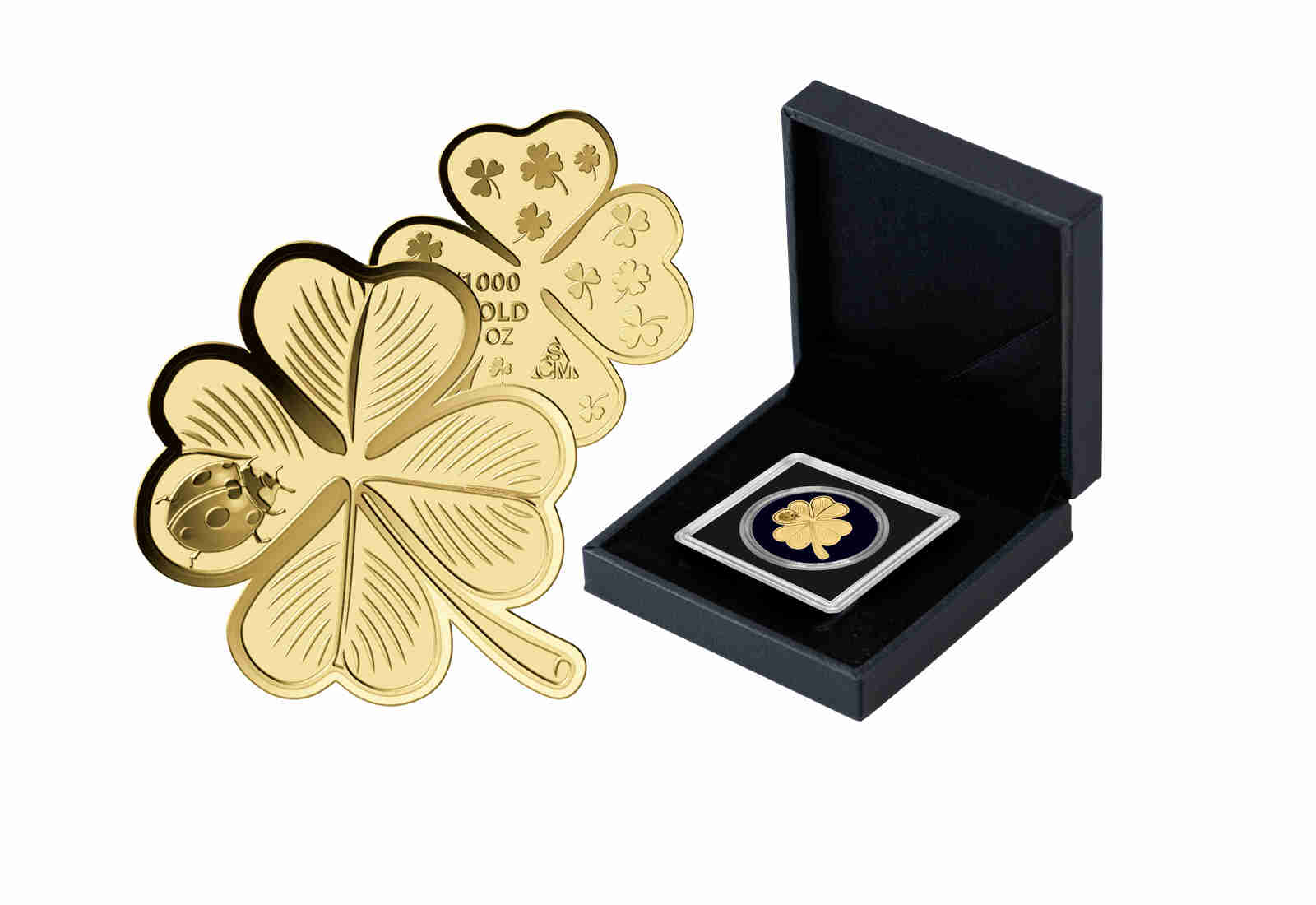 Goldausgabe Motiv "Kleeblatt" 999/1000 Gold Geschenk