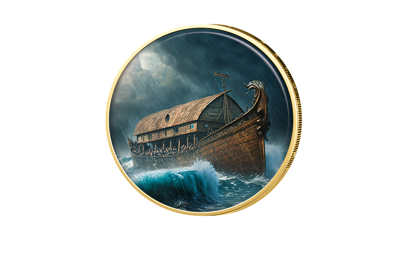 2 Euro vergoldet Arche Noah mit Farbmotiv