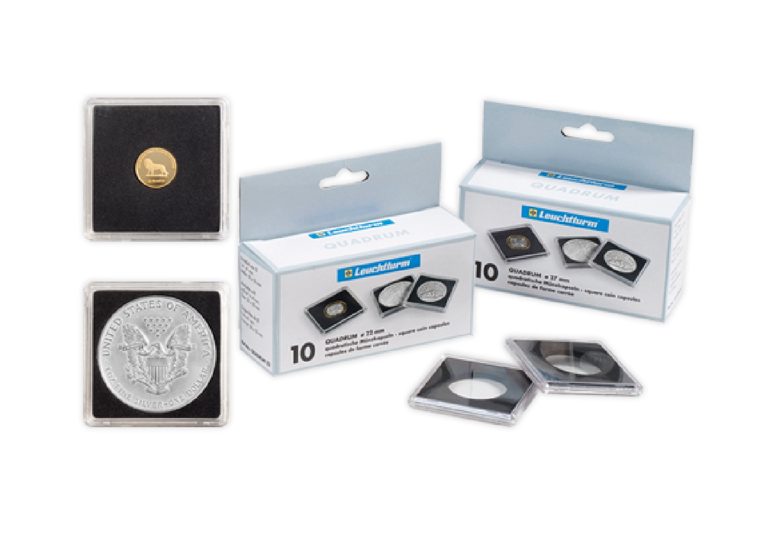 [40 mm] Leuchtturm Quadrum-Münzkapseln im 10er Pack