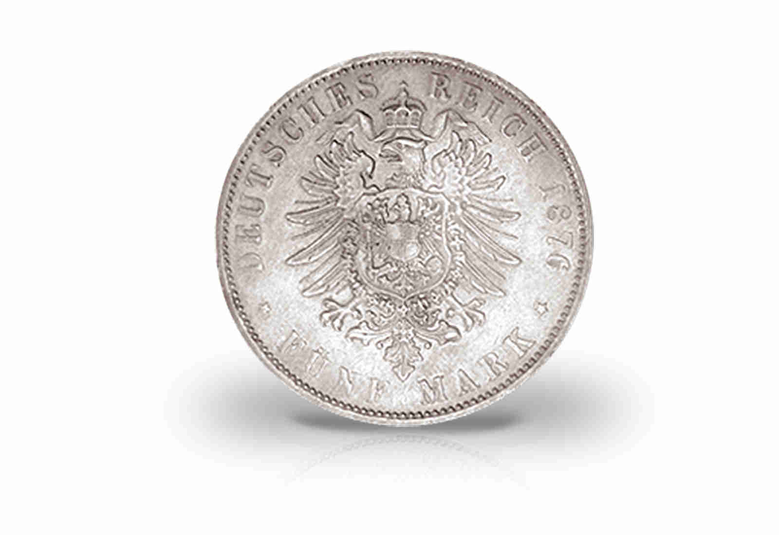5 Mark 1875-1876 Deutsches Kaiserreich Hessen Ludwig III. Jaeger-Nr. 67